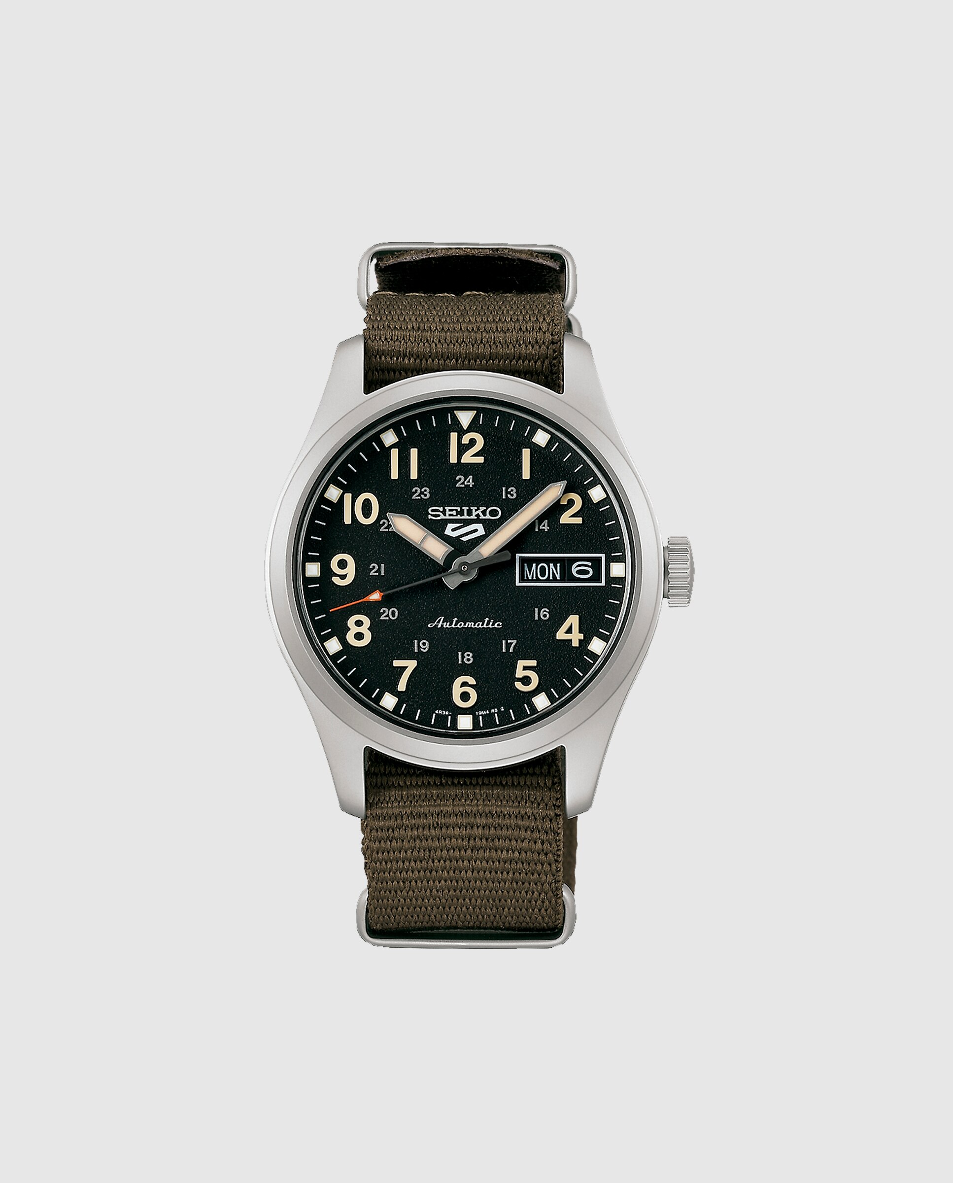 Relógio 5 Sports Srpj85k1 Automático de Nylon e Correia Verde Prata-1