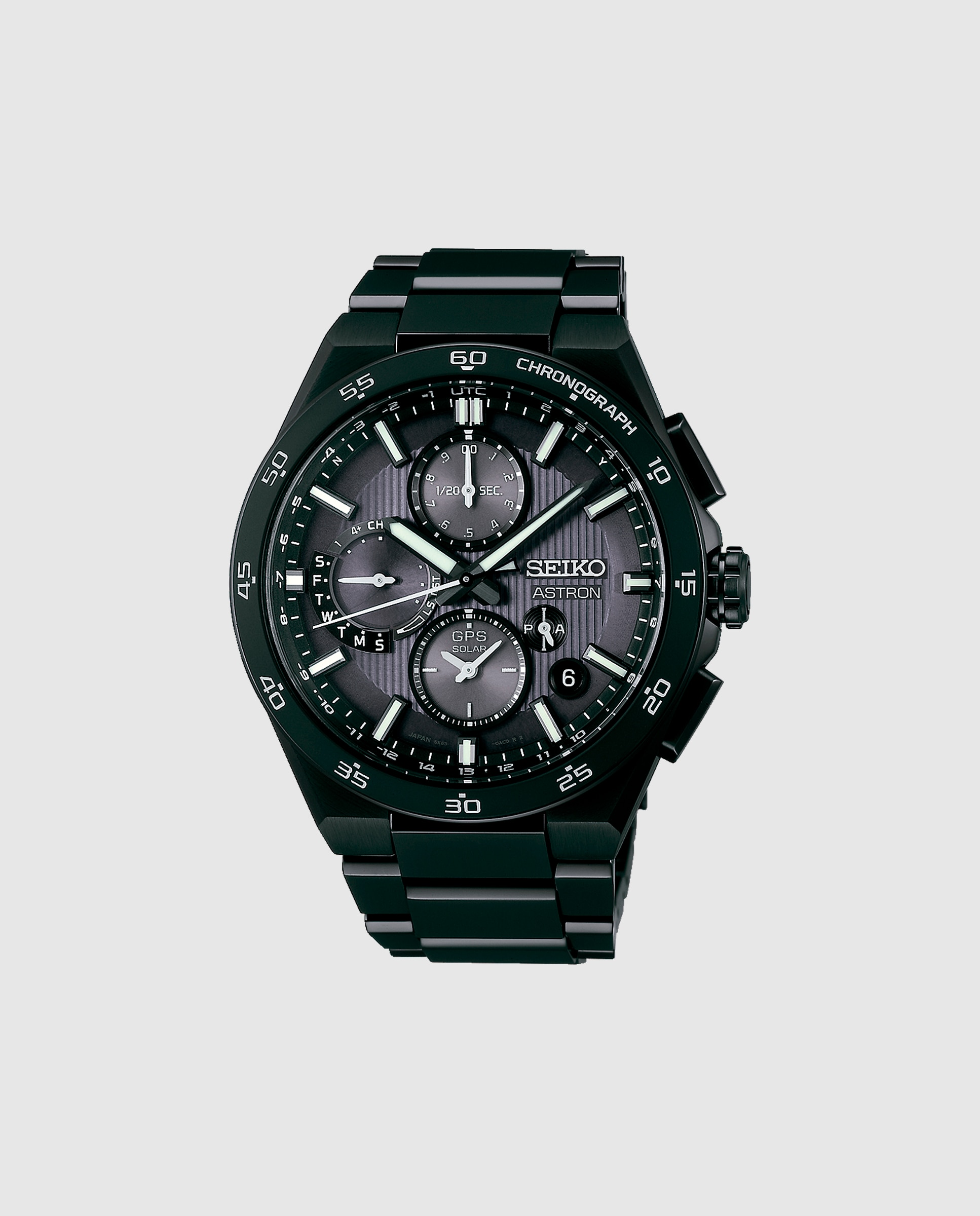 Relógio Astron Ssh155j1 de Titânio e Correia Preta Prata-1
