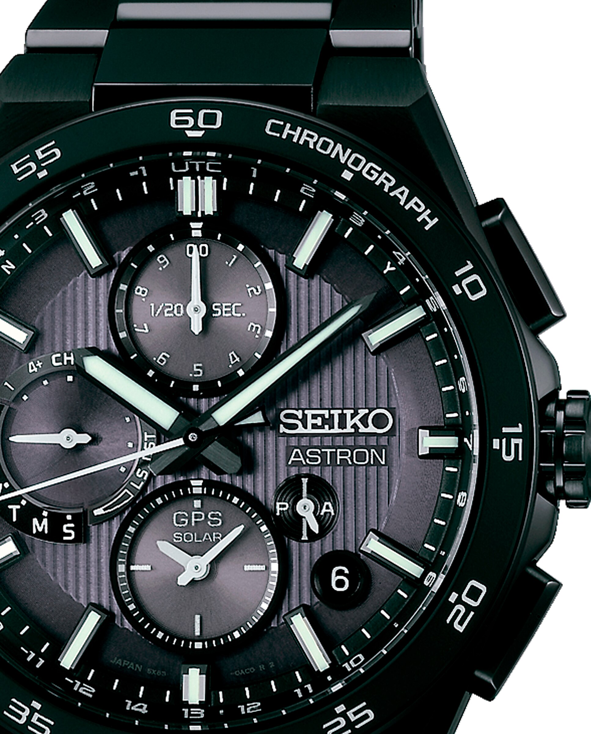 Relógio Astron Ssh155j1 de Titânio e Correia Preta Prata-2