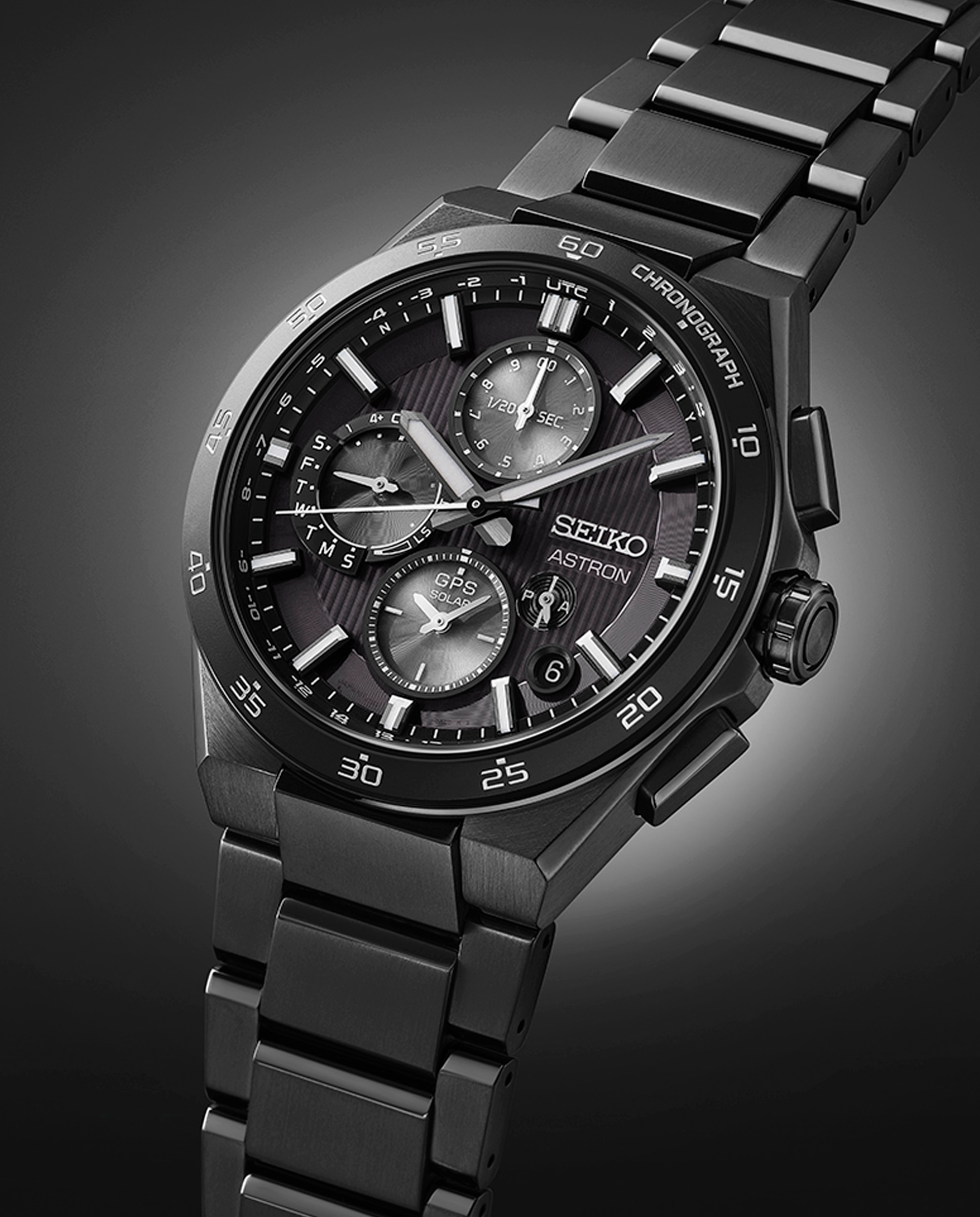 Relógio Astron Ssh155j1 de Titânio e Correia Preta Prata-3