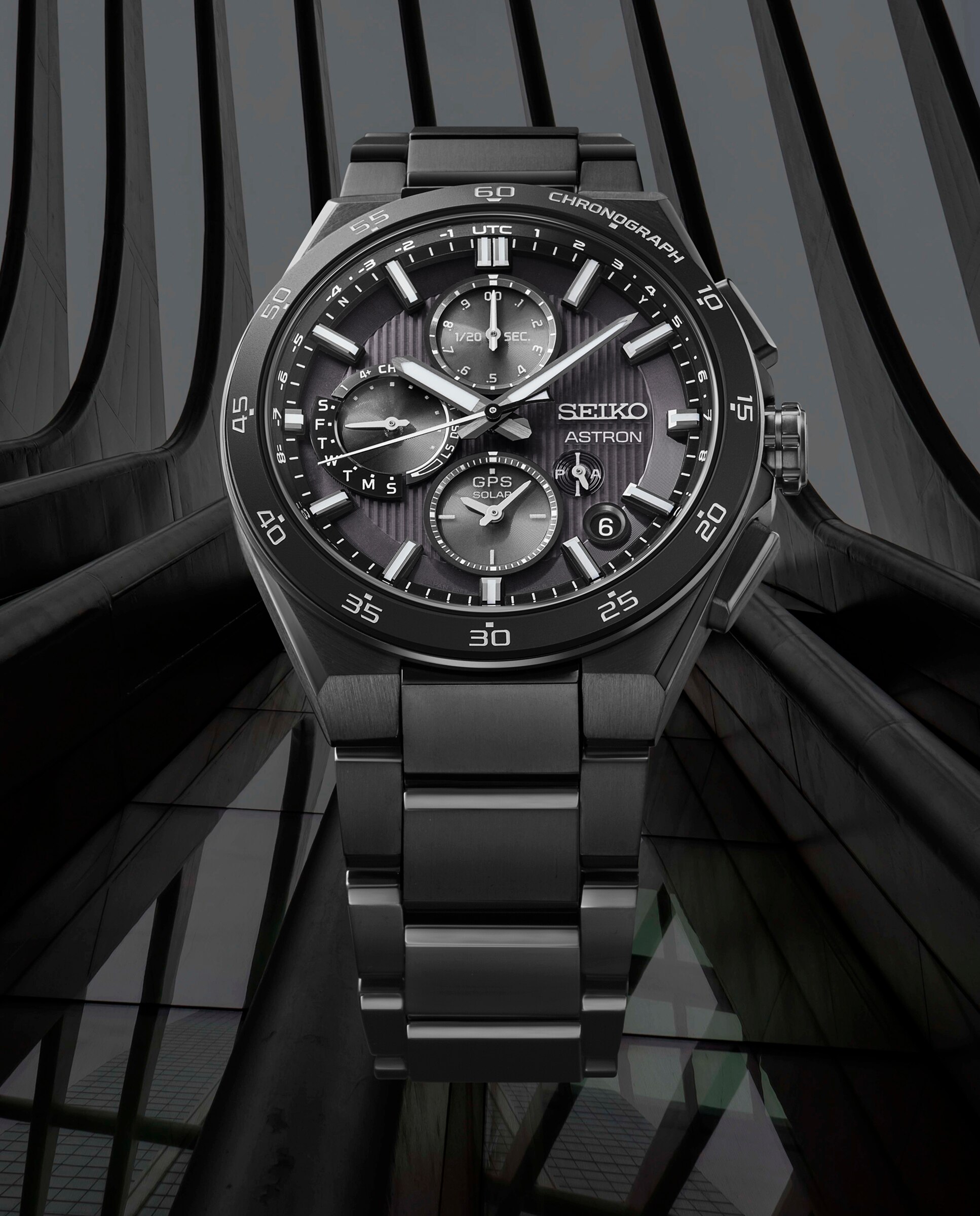 Relógio Astron Ssh155j1 de Titânio e Correia Preta Prata-4