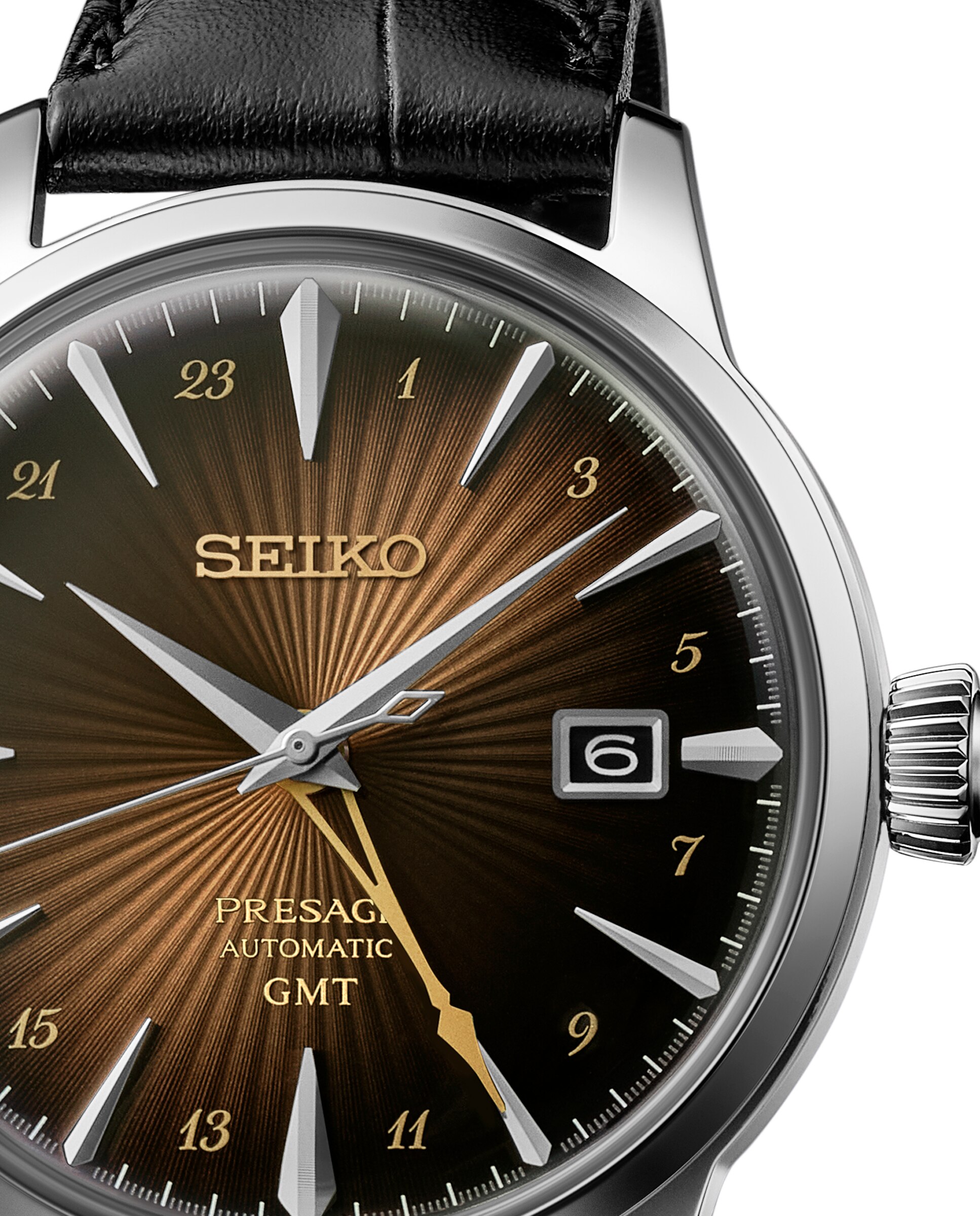 Relógio Presage Ssk039j1 Automático de Pele e Correia em Preto Preto-2