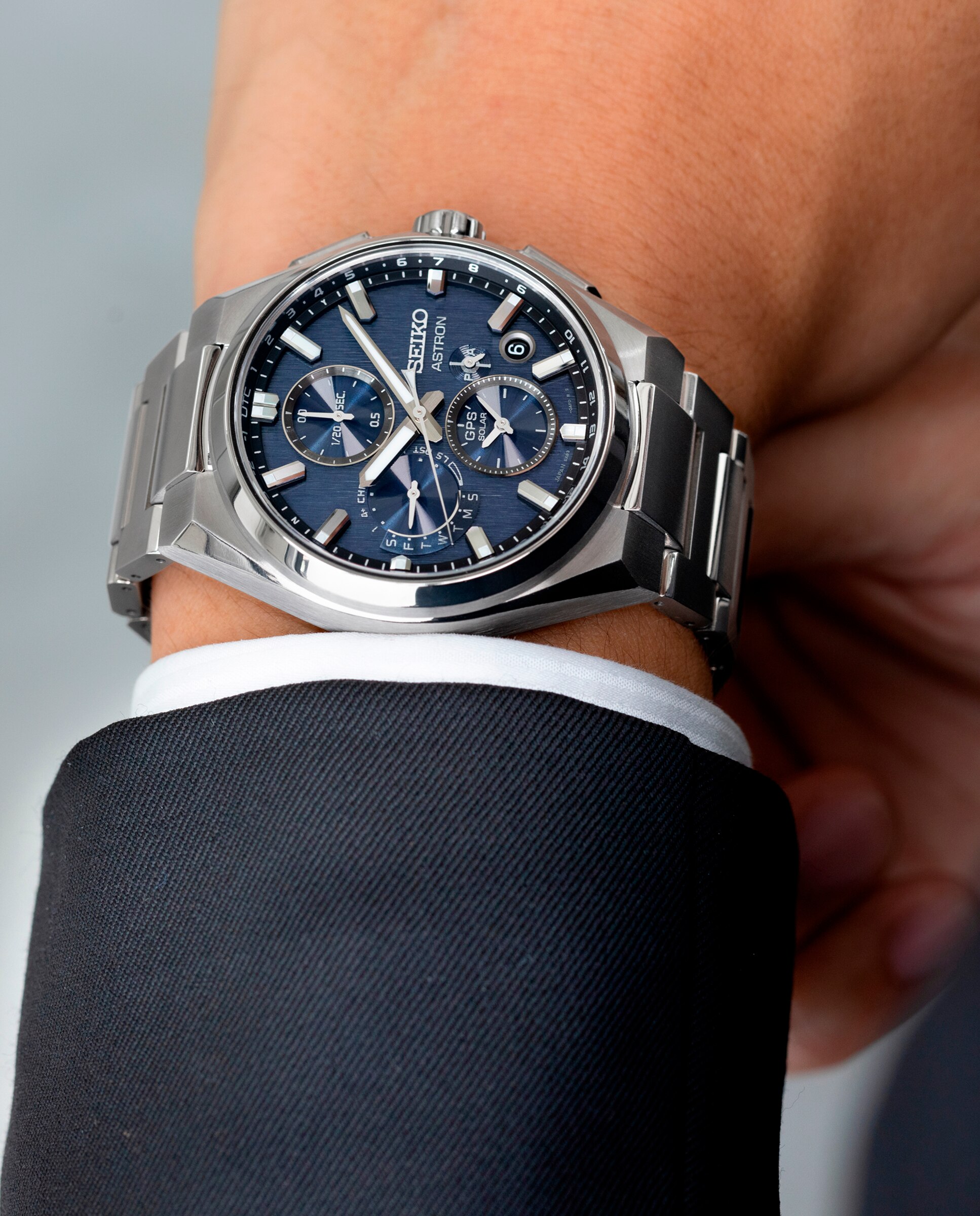Relógio Astron Ssh161j1 de Titânio e Correia Prateada Prata-5