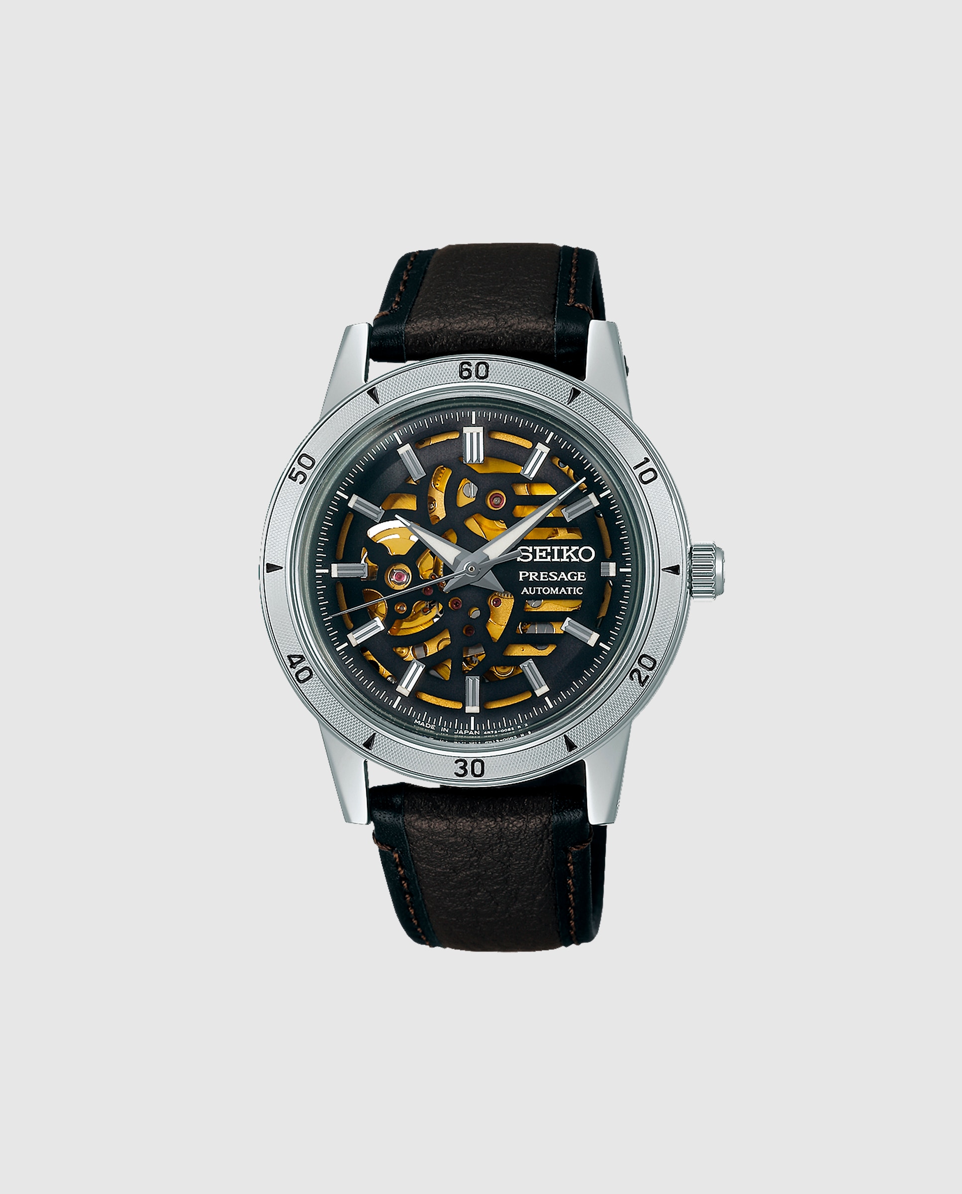 Relógio Presage Ssa461j1 Automático de Pele e Bracelete em Castanho Castanho-1