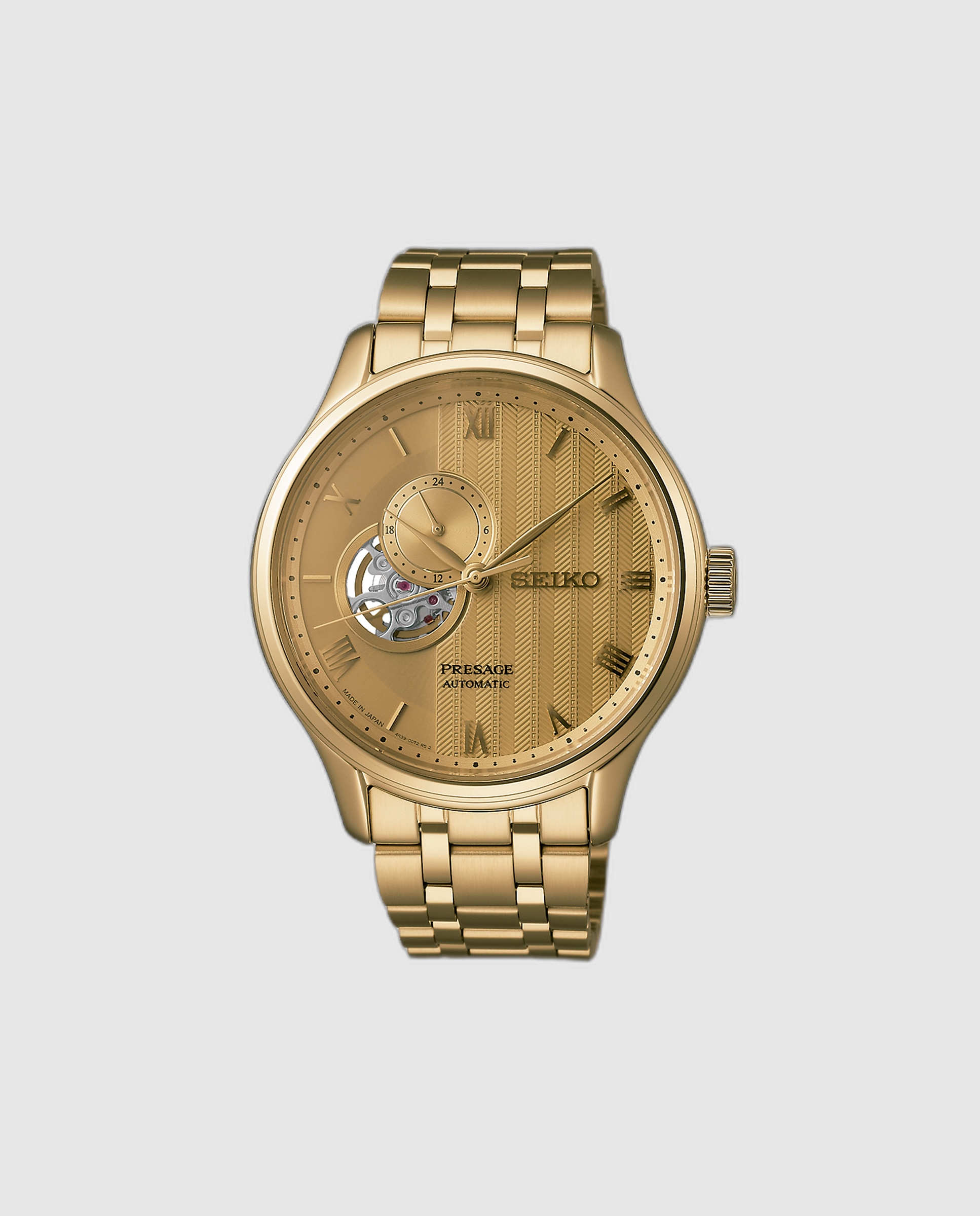 Relógio Presage Ssa468j1 Automático de Aço e Bracelete Dourada Prata-1