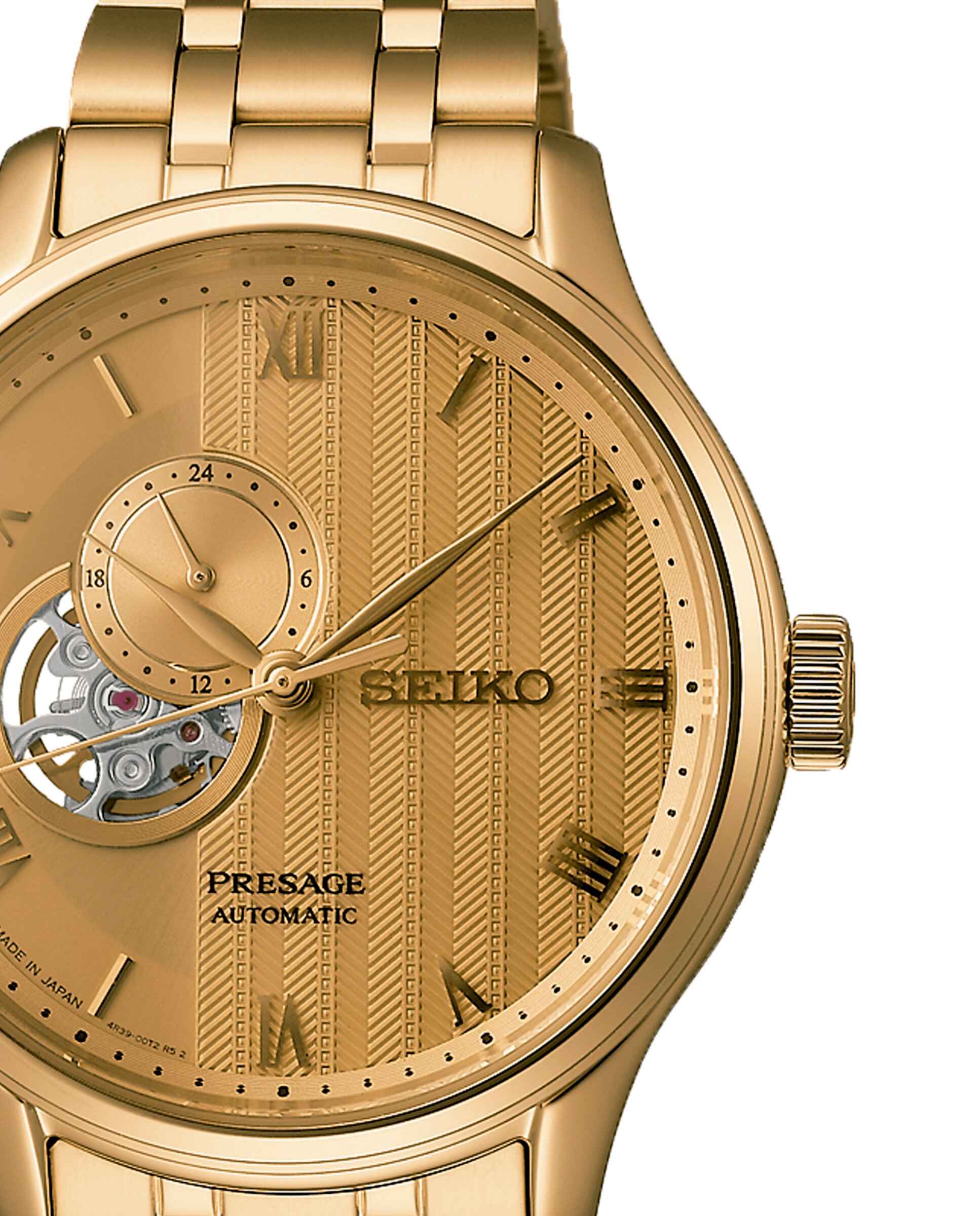 Relógio Presage Ssa468j1 Automático de Aço e Bracelete Dourada Prata-2