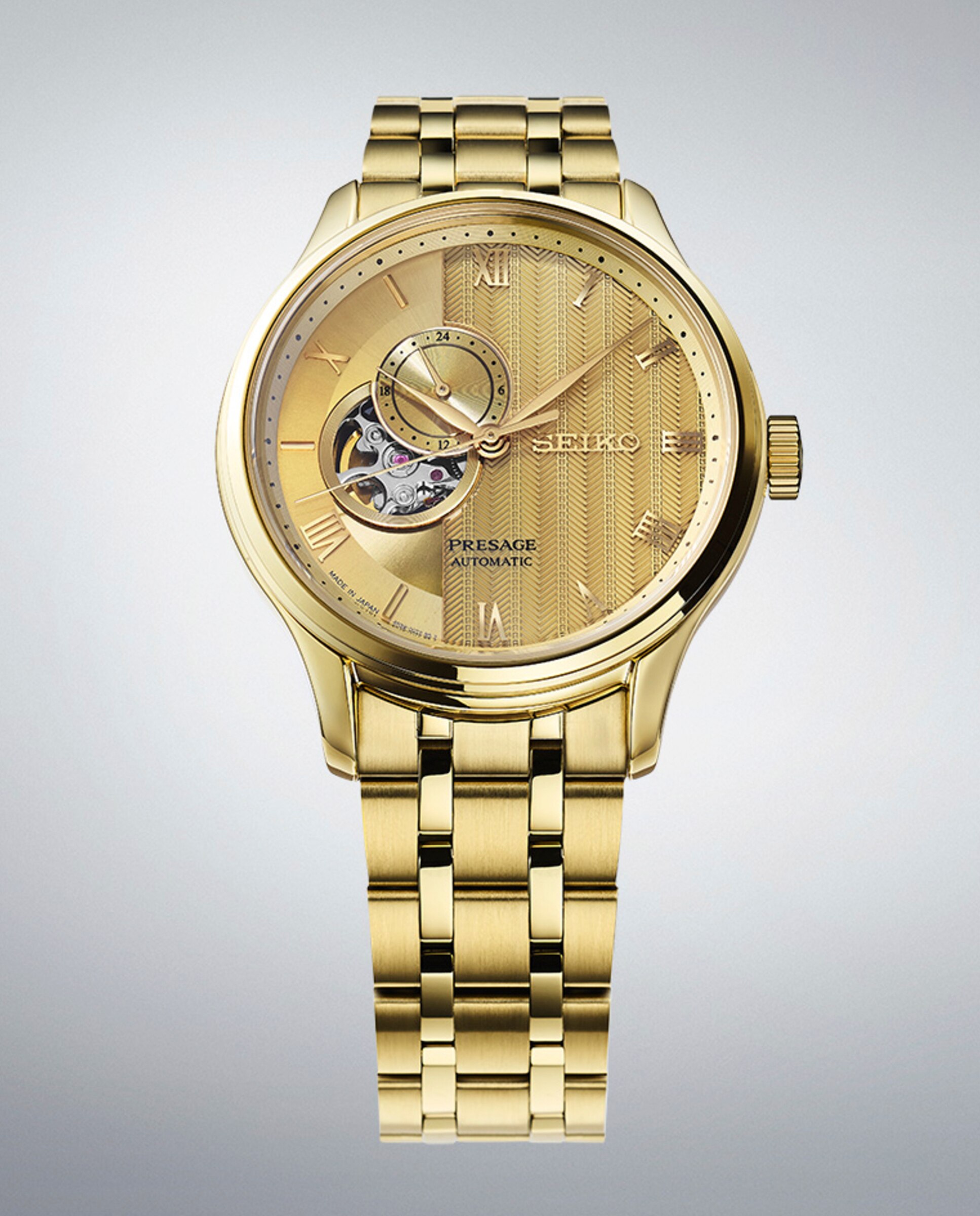 Relógio Presage Ssa468j1 Automático de Aço e Bracelete Dourada Prata-4