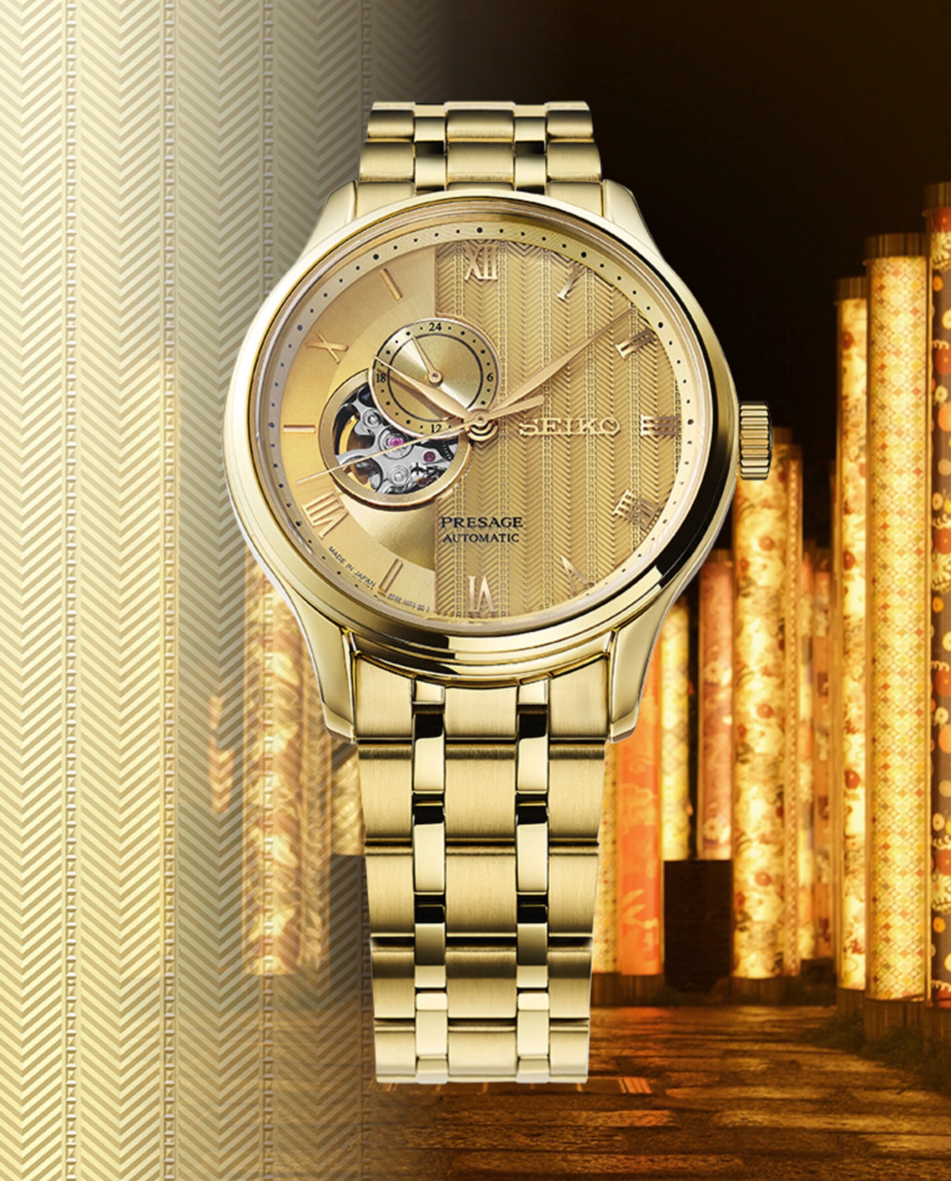 Relógio Presage Ssa468j1 Automático de Aço e Bracelete Dourada Prata-5
