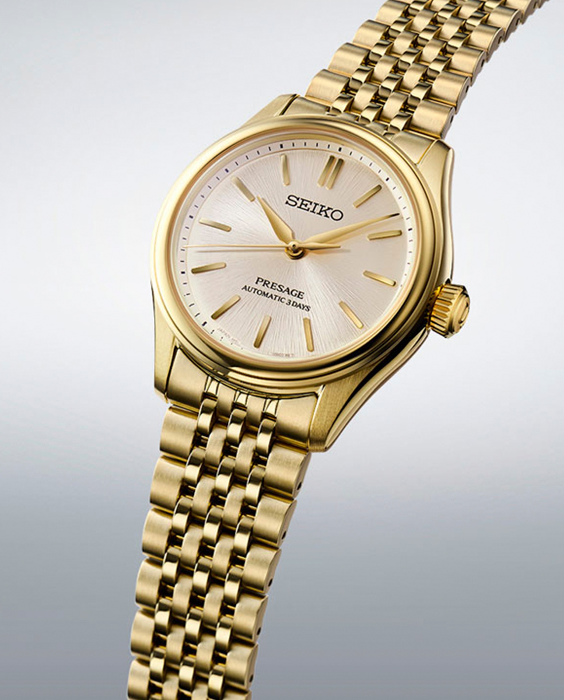 Relógio Presage Spb524j1 Automático de Ouro e Bracelete Dourada Ouro-3