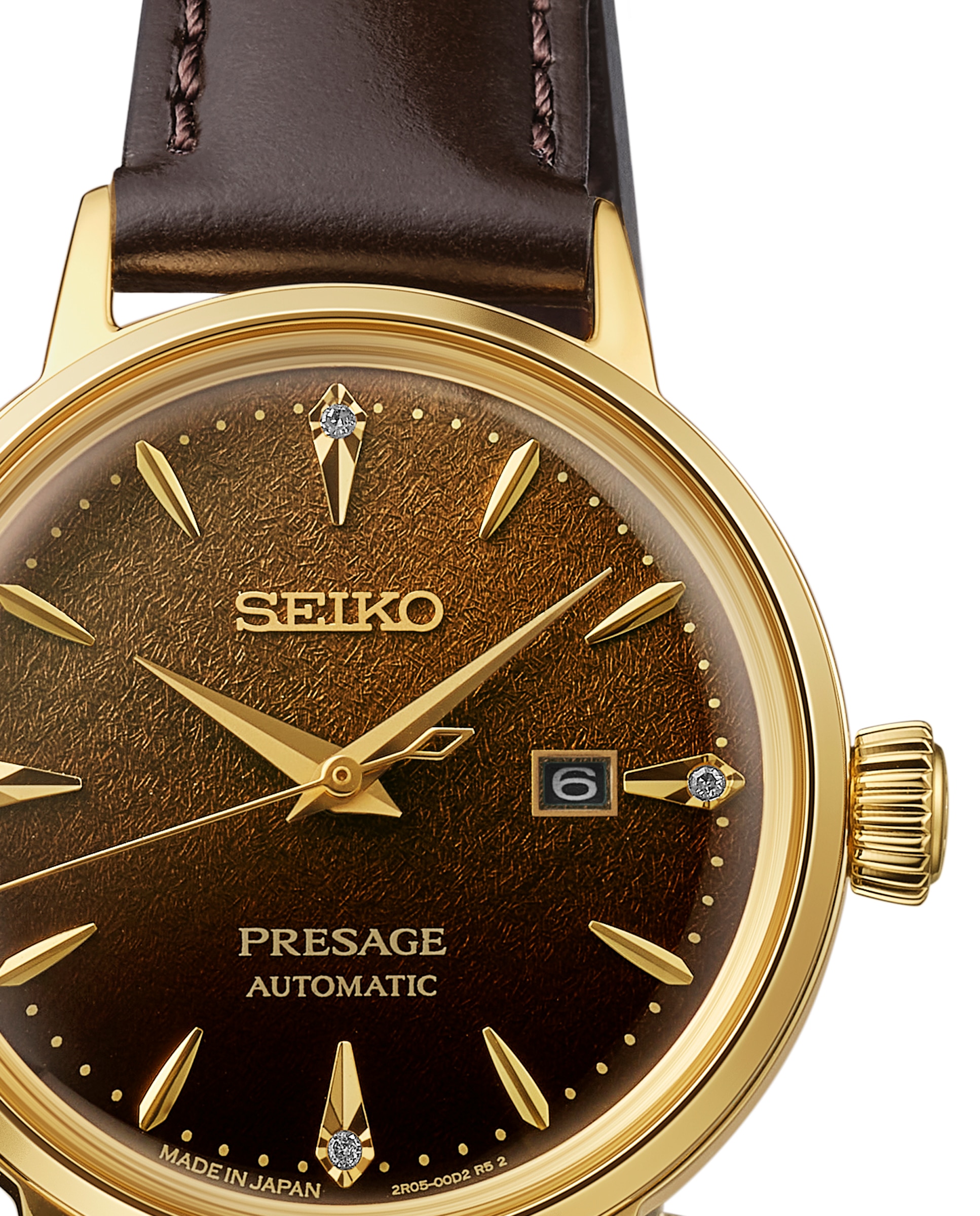 Relógio Presage Sre020j1 Automático de Pele e Correia em Castanho Castanho-2