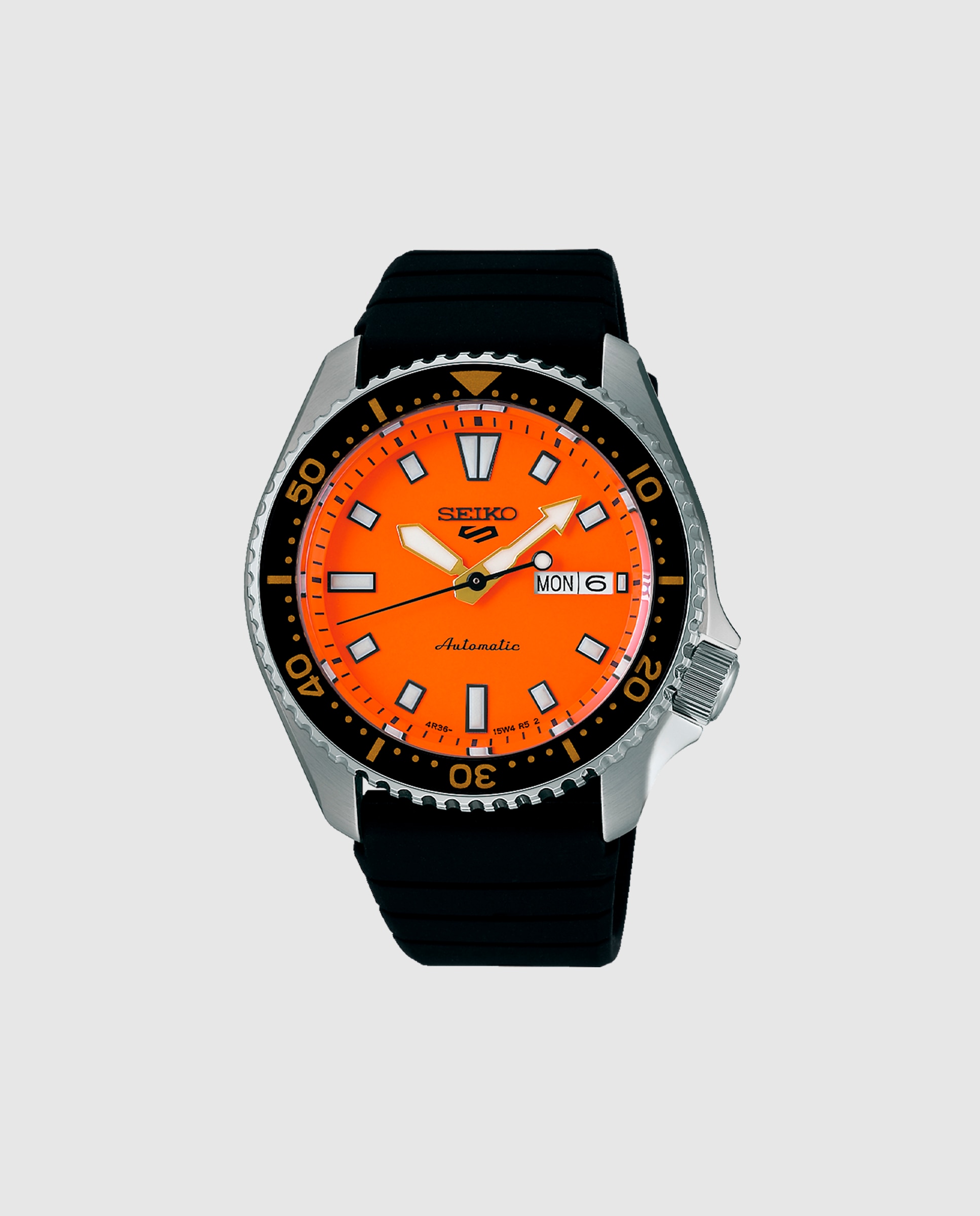 Relógio 5 Sports Srpl89k1 Automático de Silicone e Bracelete em Preto Preto-1