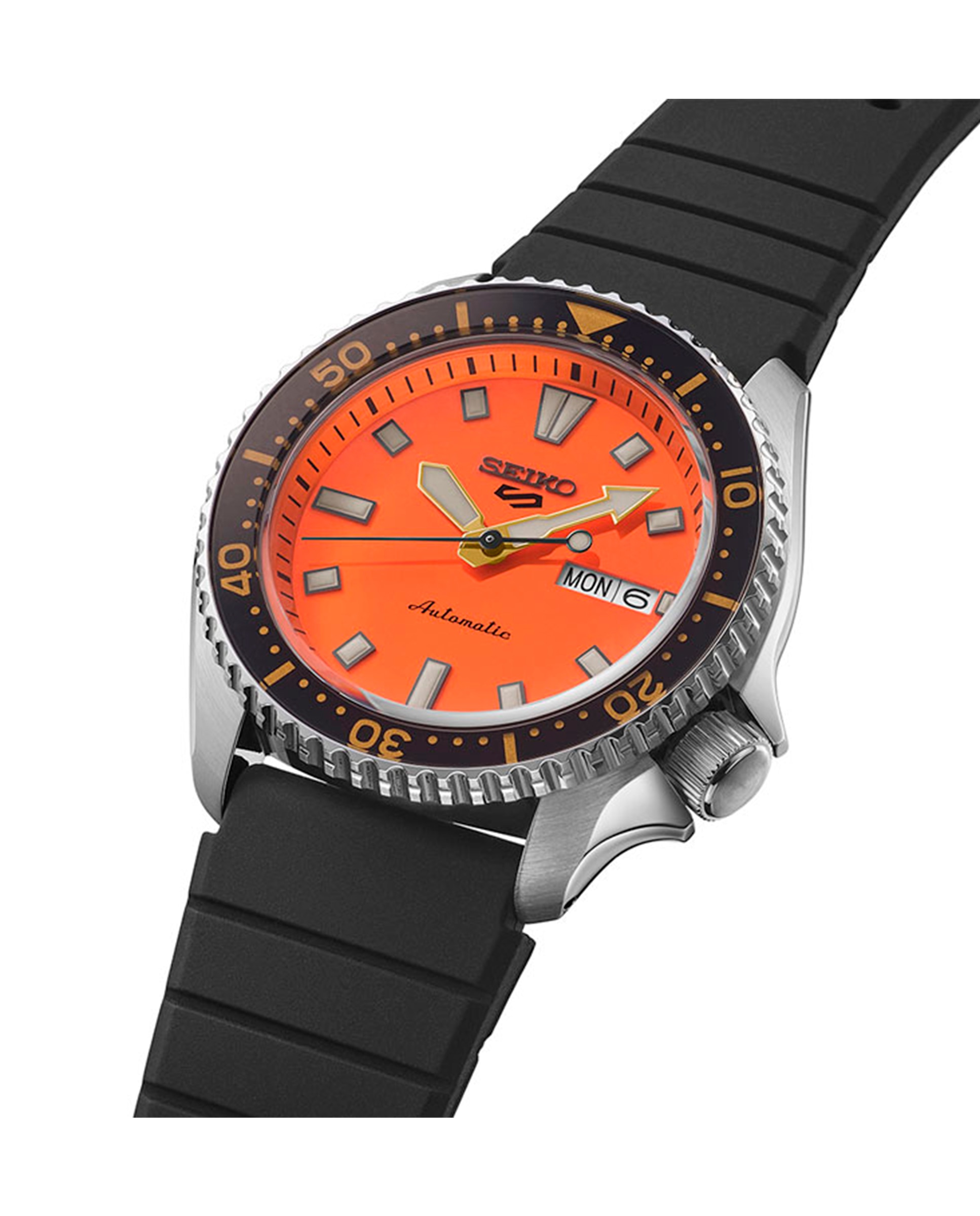Relógio 5 Sports Srpl89k1 Automático de Silicone e Bracelete em Preto Preto-3