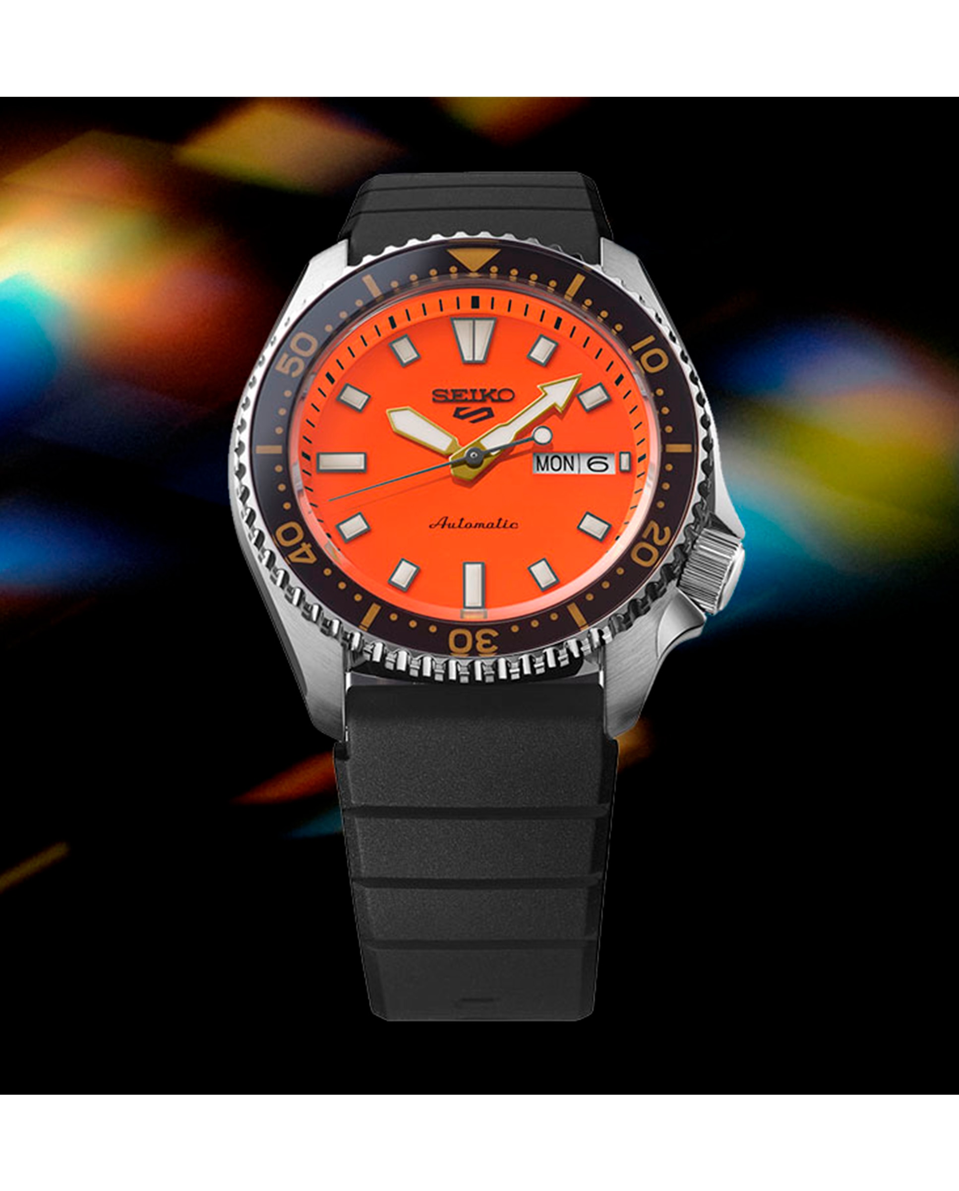 Relógio 5 Sports Srpl89k1 Automático de Silicone e Bracelete em Preto Preto-4