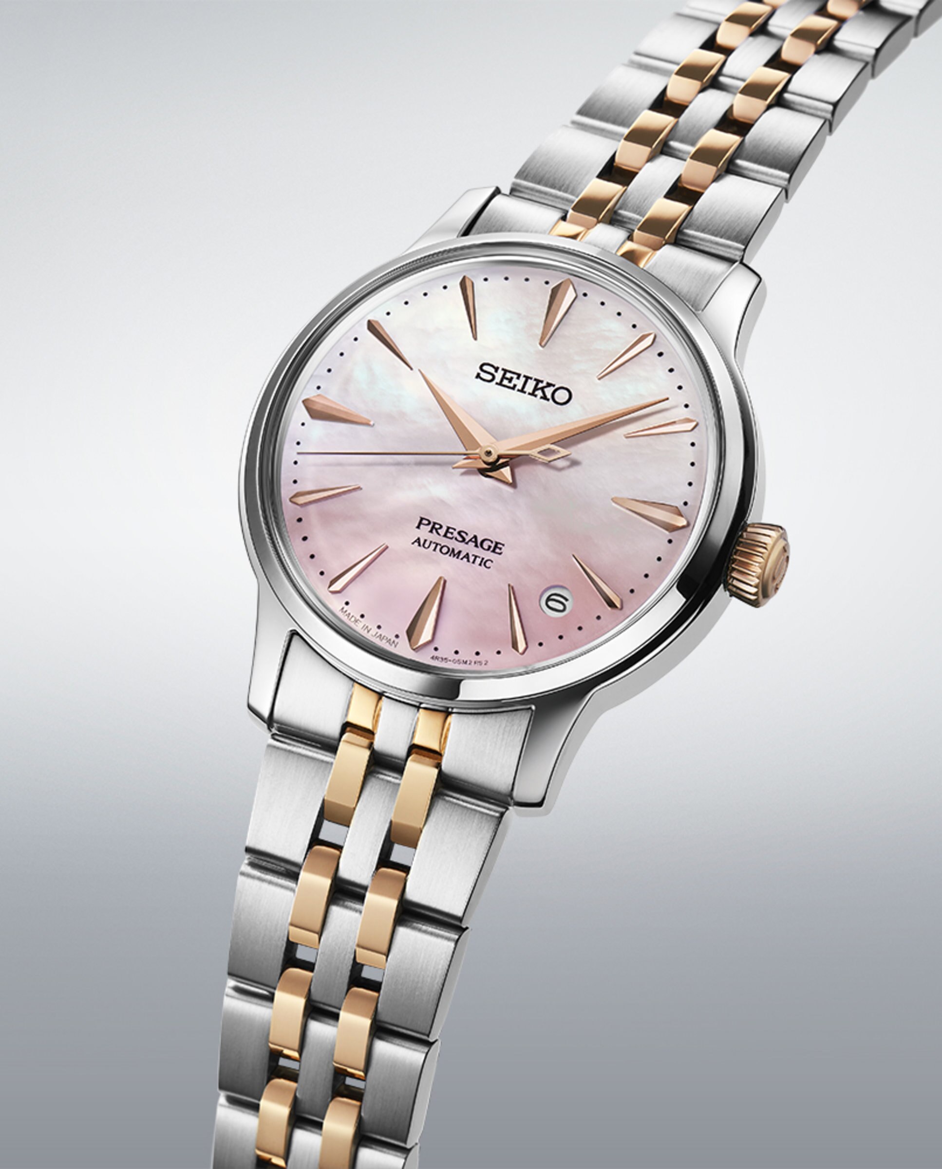Relógio Automático Presage Srpm06j1 de Aço e Bracelete Prateada Prata / Rosa-3