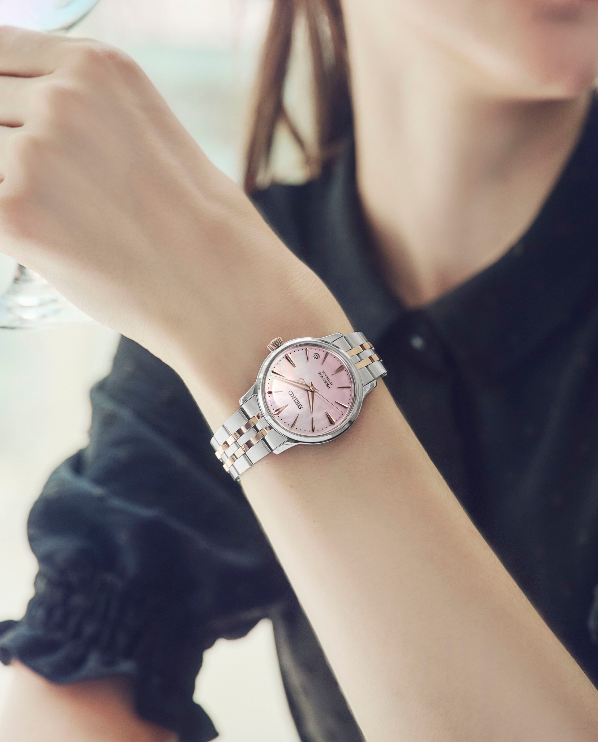 Relógio Automático Presage Srpm06j1 de Aço e Bracelete Prateada Prata / Rosa-5