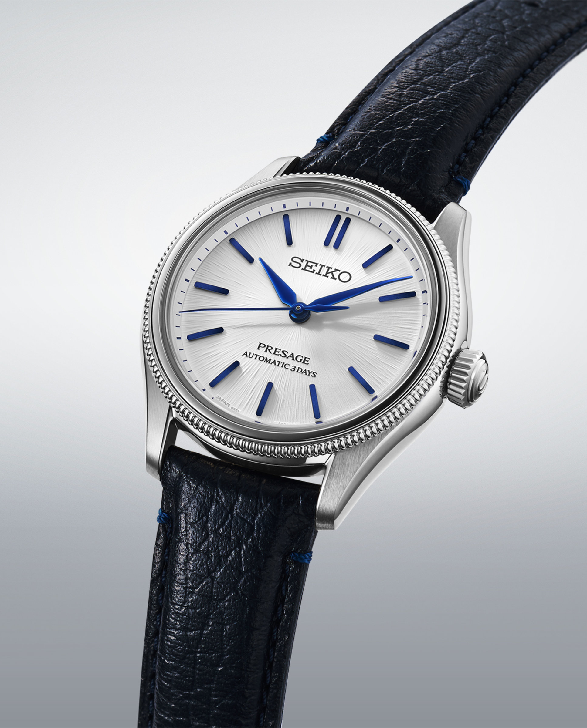 Relógio Presage Hcc004j1 Automático de Pele e Correia Azul Azul-3