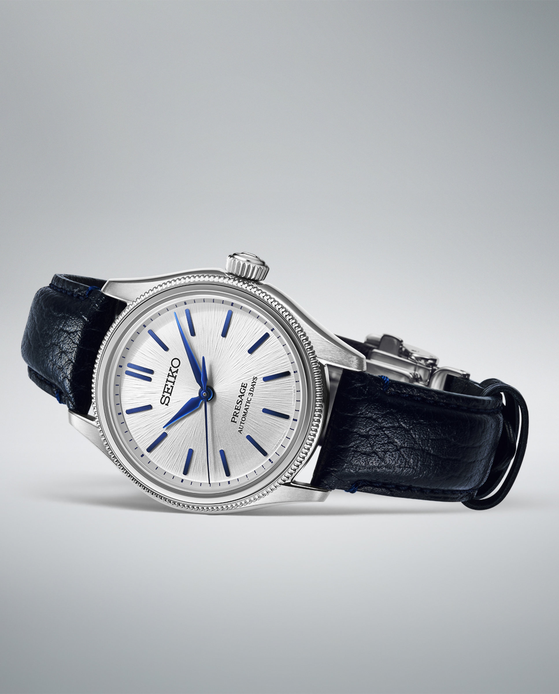 Relógio Presage Hcc004j1 Automático de Pele e Correia Azul Azul-4
