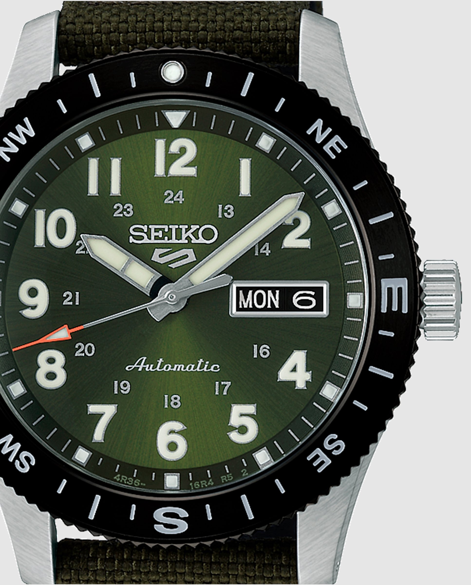 Relógio 5 Sports Hdb008k1 Automático de Nylon e Correia Verde Verde-2