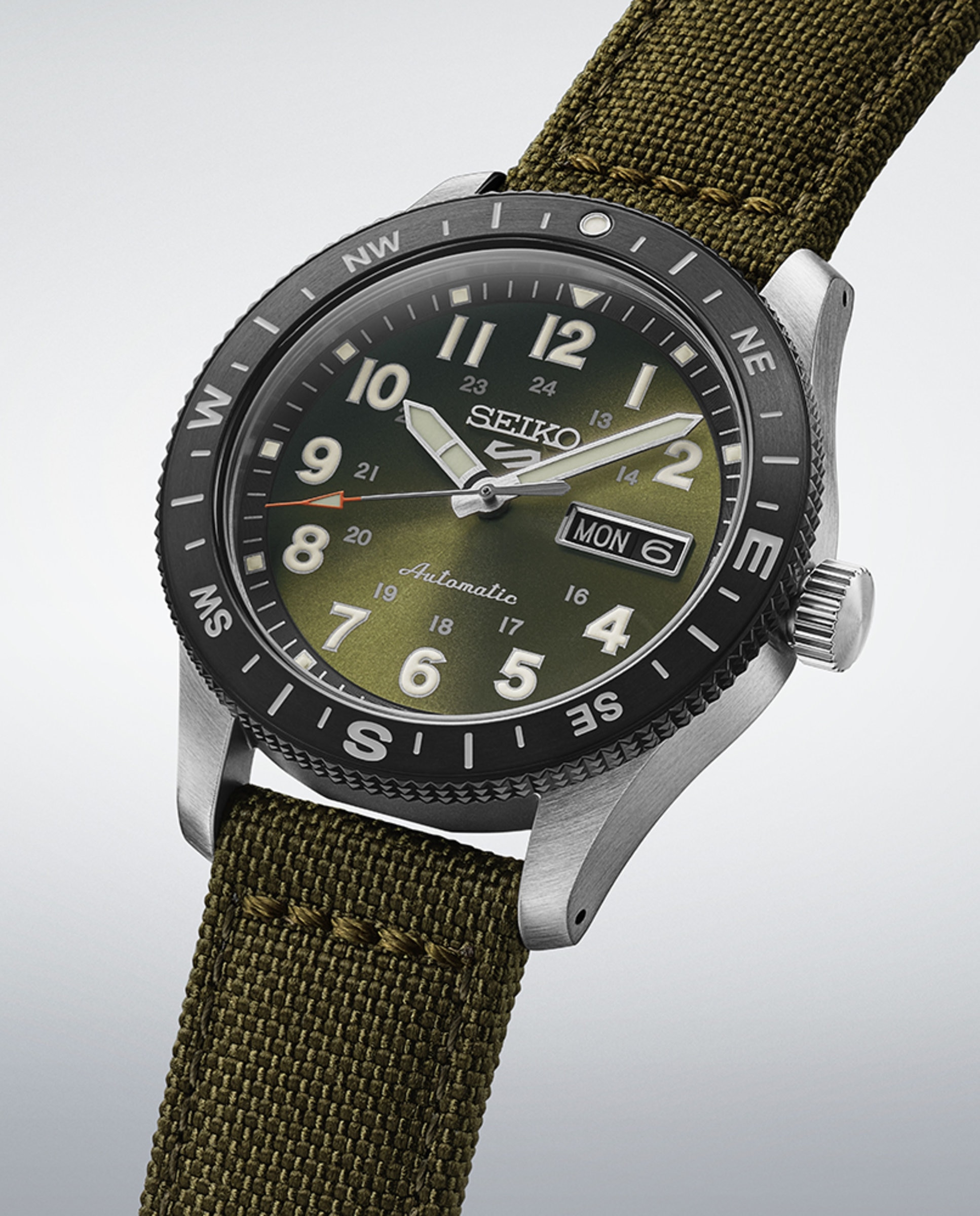 Relógio 5 Sports Hdb008k1 Automático de Nylon e Correia Verde Verde-3