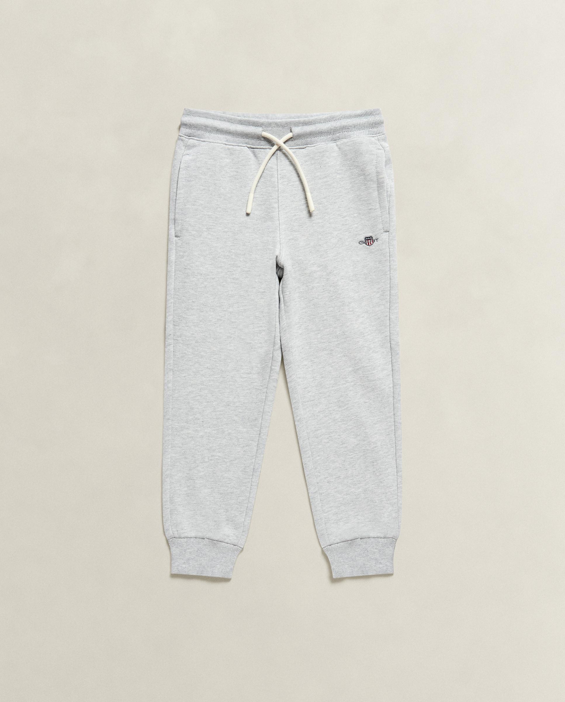 Calças Desportivas Infantil com Ajuste de Cordão e Detalhe de Logo Cinzento-claro-5
