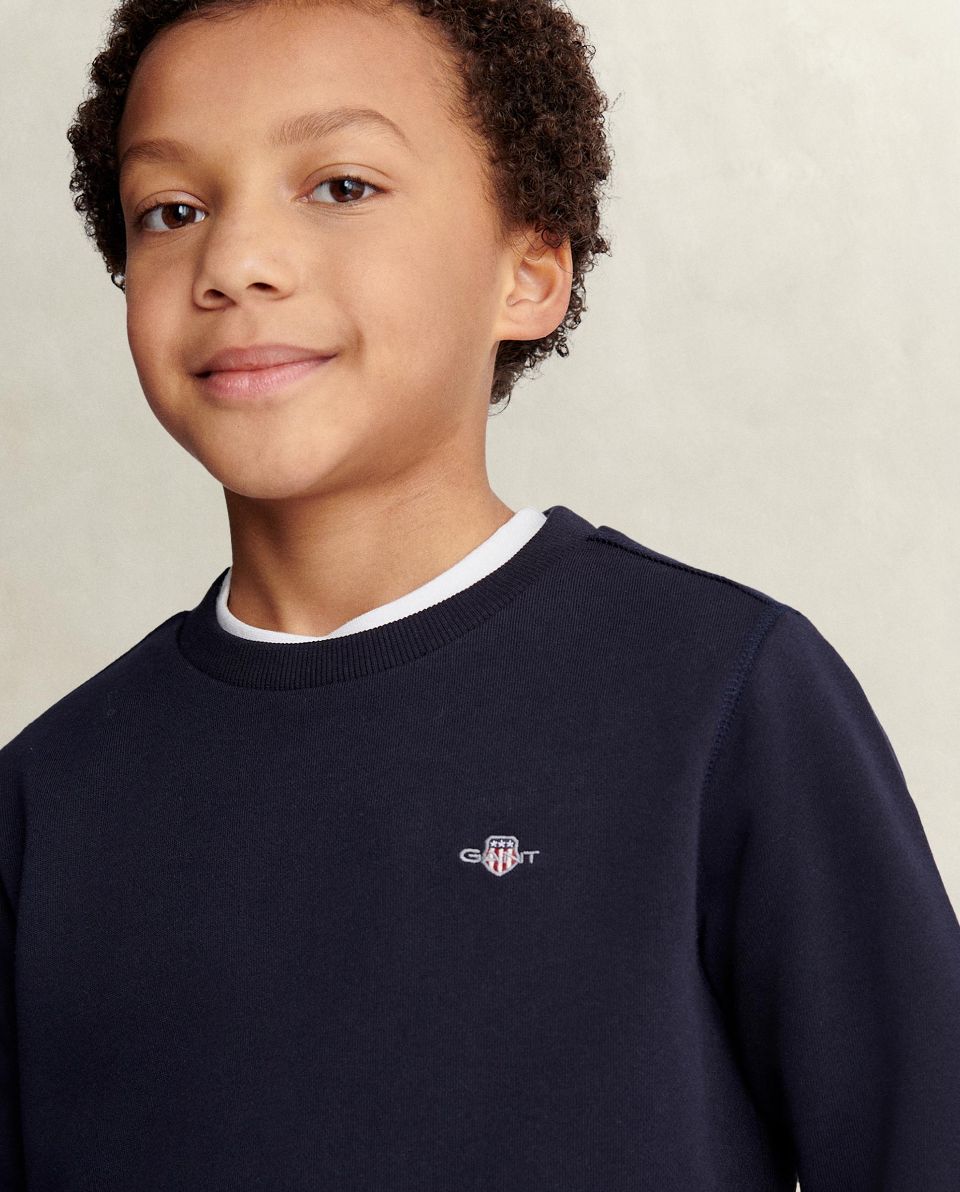 Sweatshirt Infantil com Gola Redonda e Logo Gant Azul-escuro-3