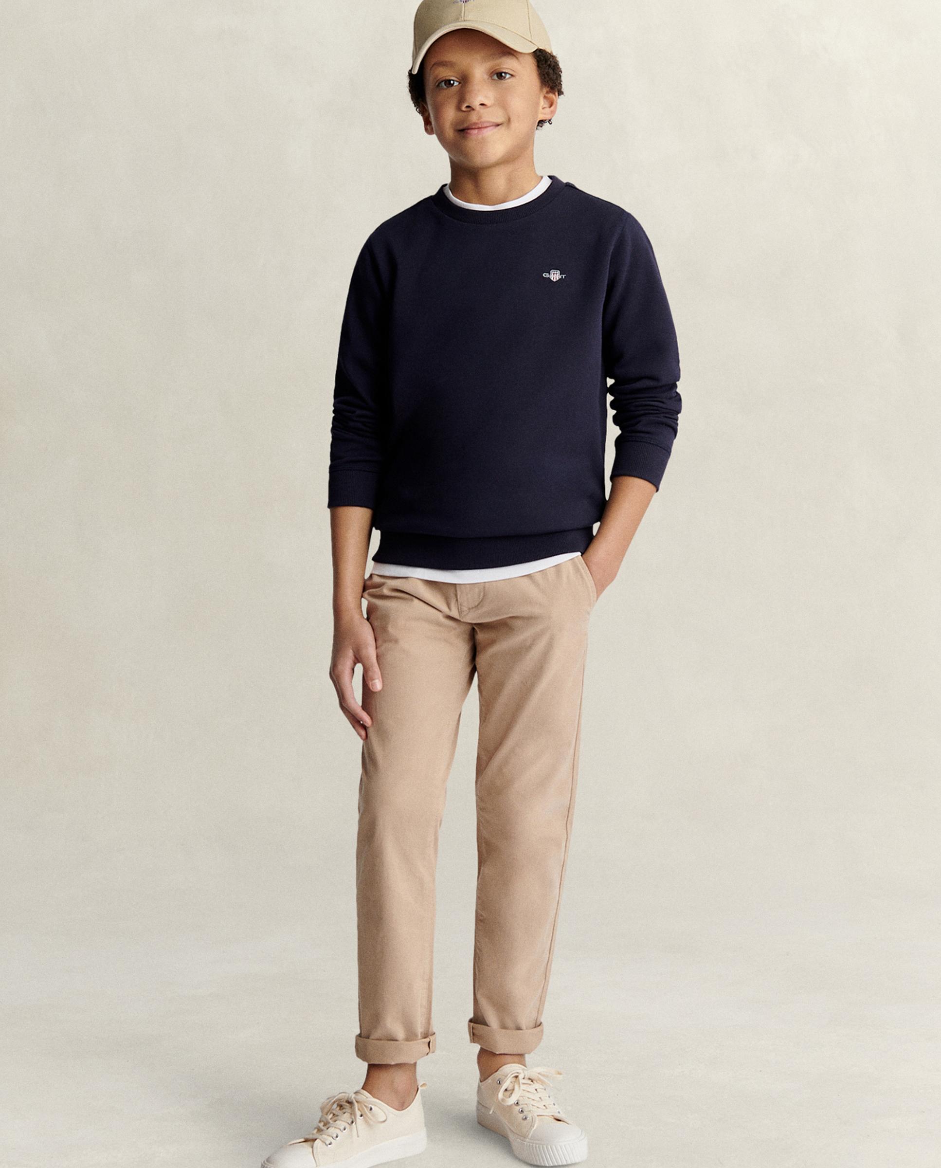 Sweatshirt Infantil com Gola Redonda e Logo Gant Azul-escuro-4