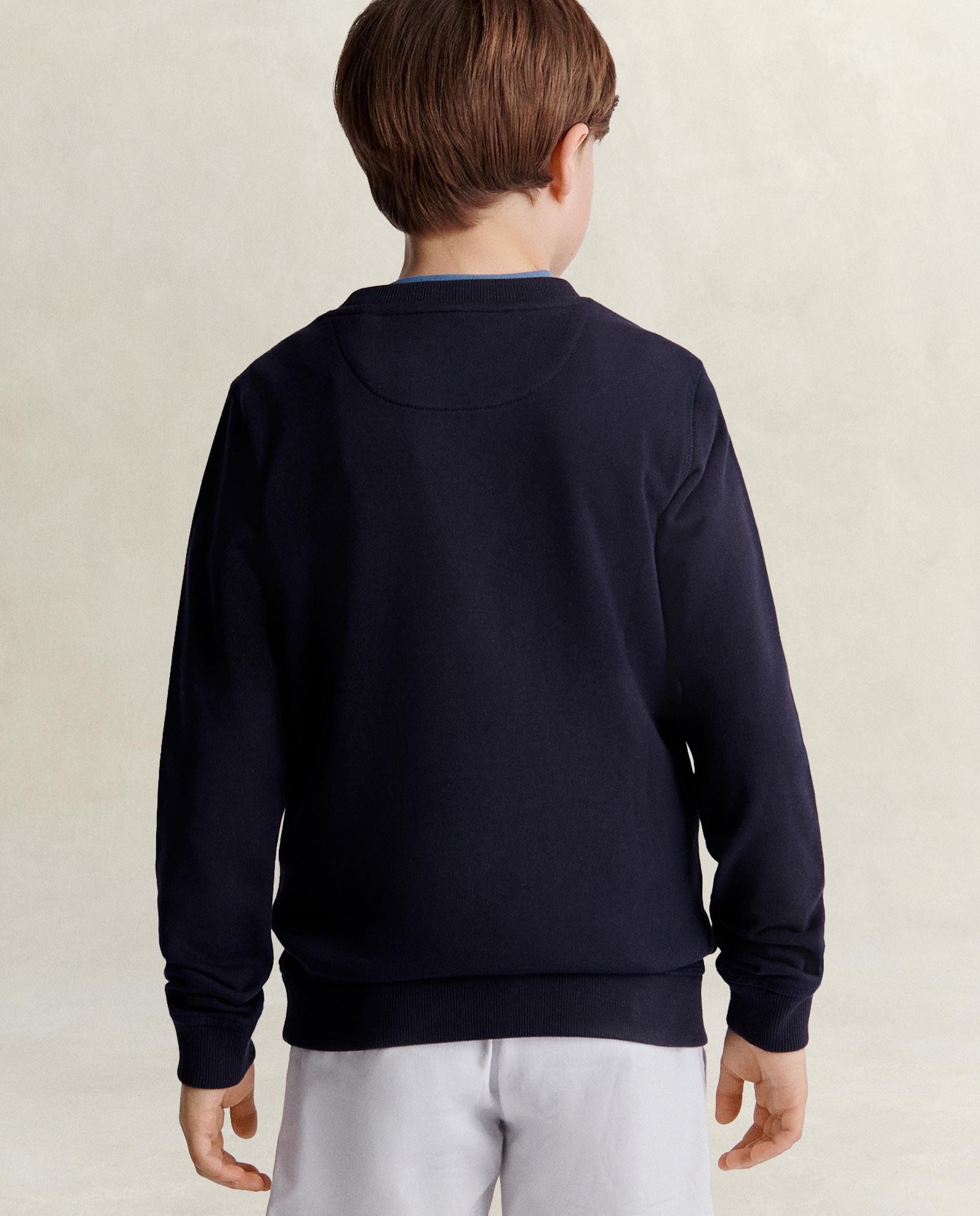 Sweatshirt Infantil de Gola Redonda e Print no Peito Azul-escuro-2