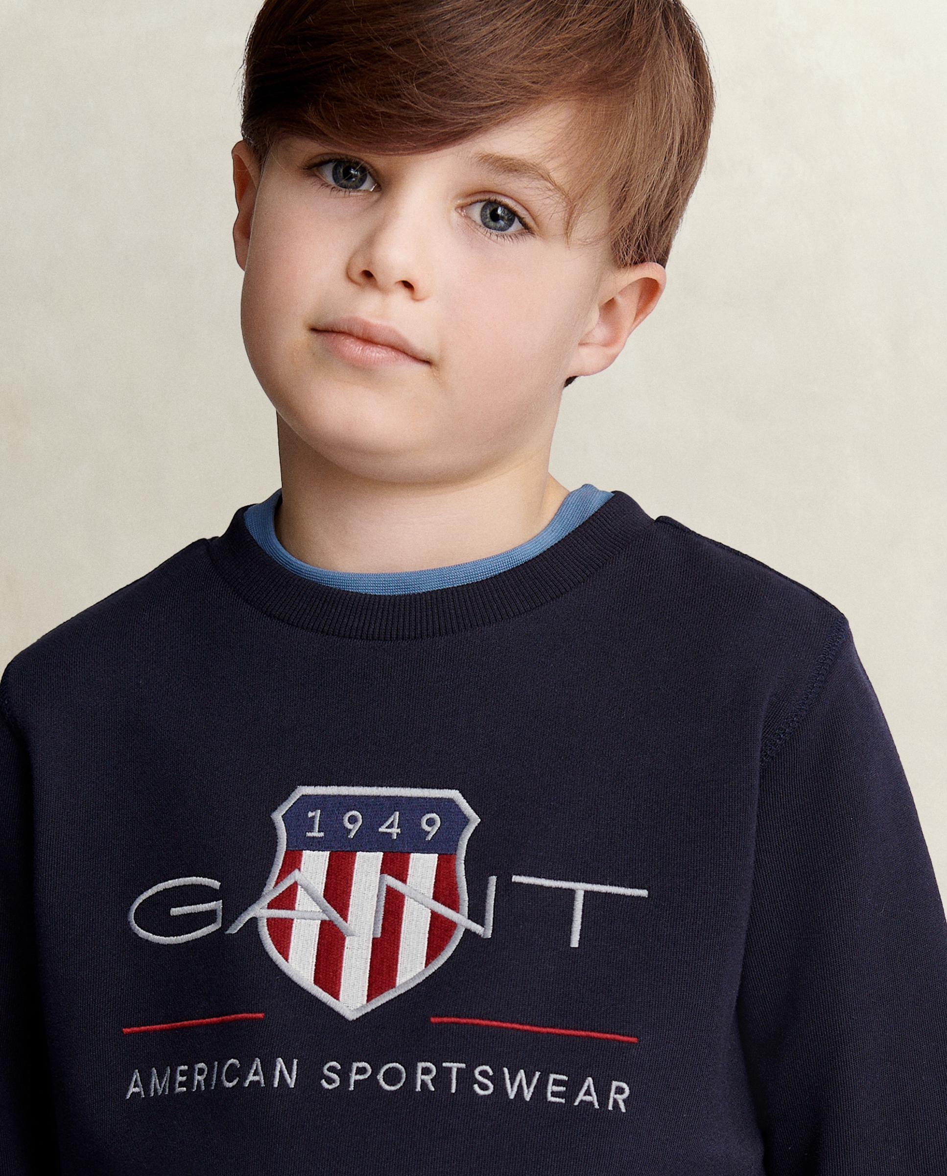Sweatshirt Infantil de Gola Redonda e Print no Peito Azul-escuro-3