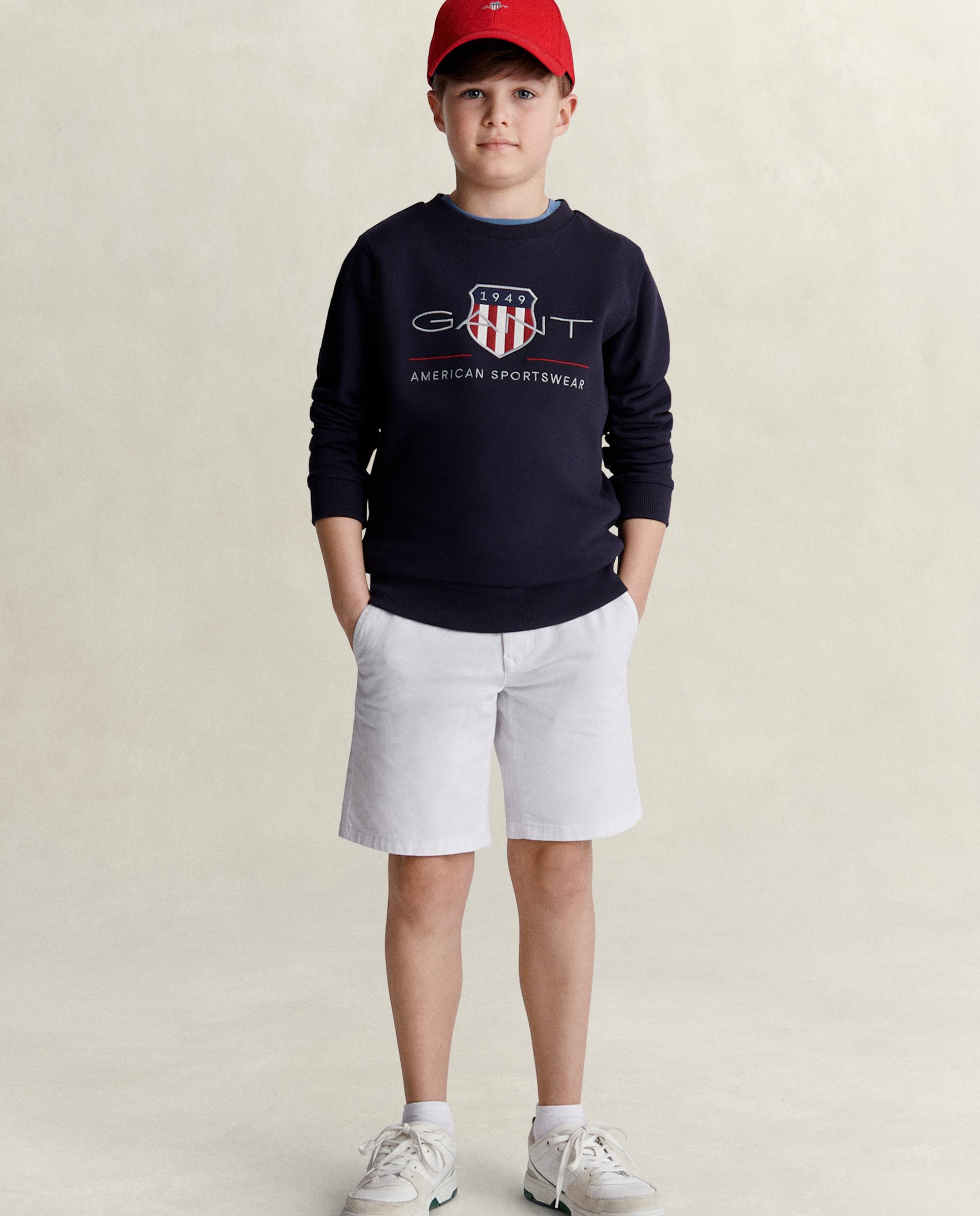 Sweatshirt Infantil de Gola Redonda e Print no Peito Azul-escuro-4