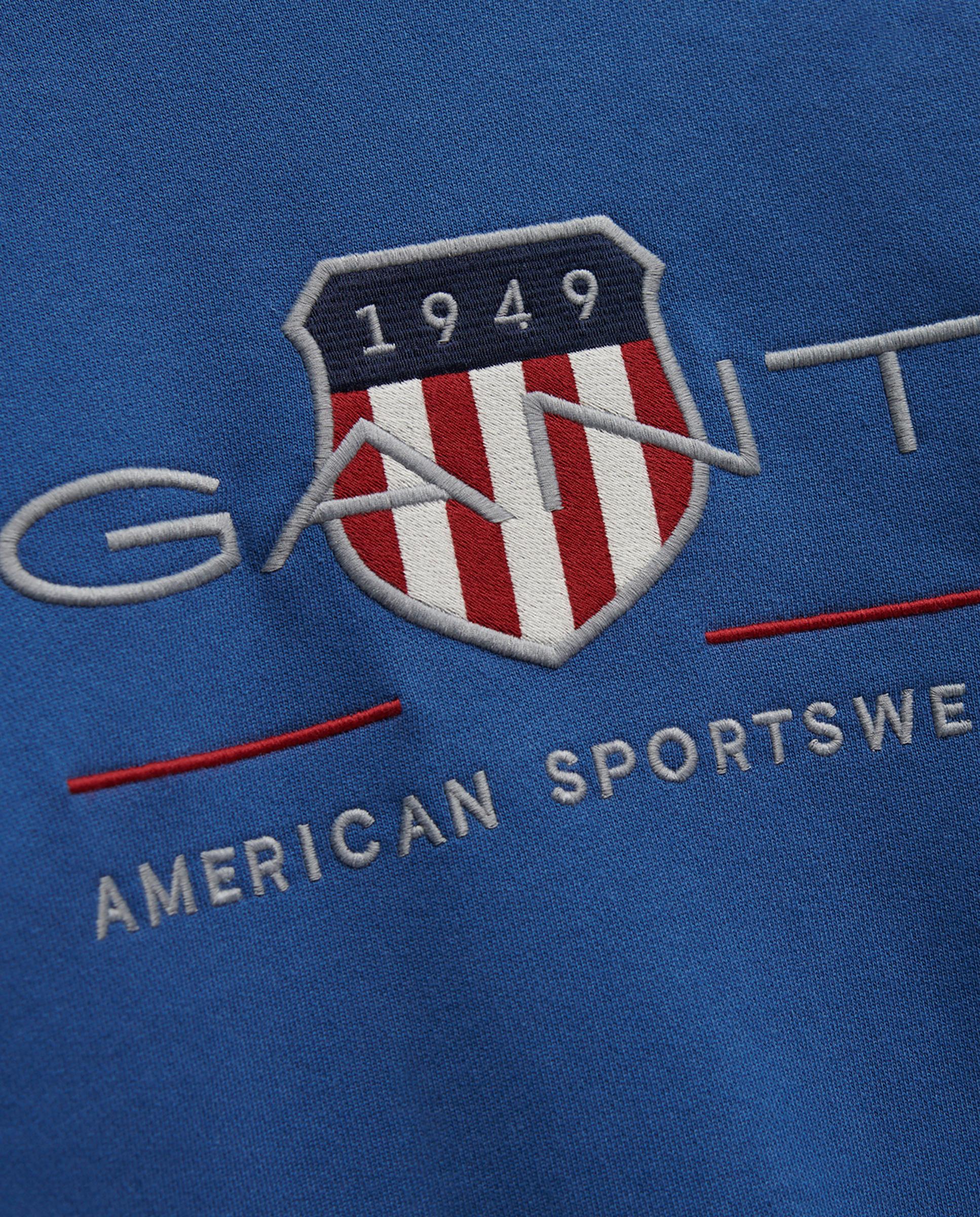 Sweatshirt sem Capuz de Algodão com Logo Frontal Azul-2