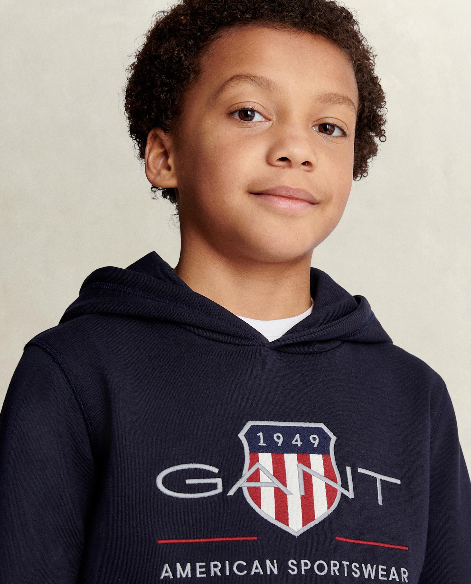 Sweatshirt Infantil com Capuz e Desenho Frontal Azul-escuro-3