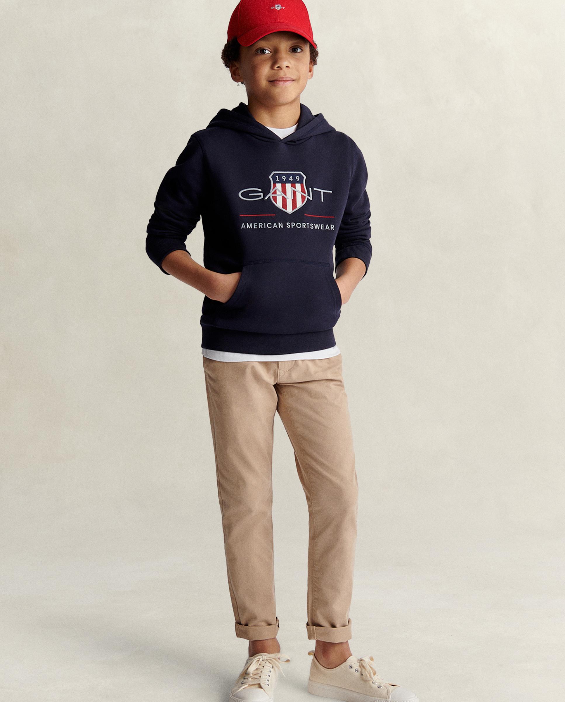 Sweatshirt Infantil com Capuz e Desenho Frontal Azul-escuro-4