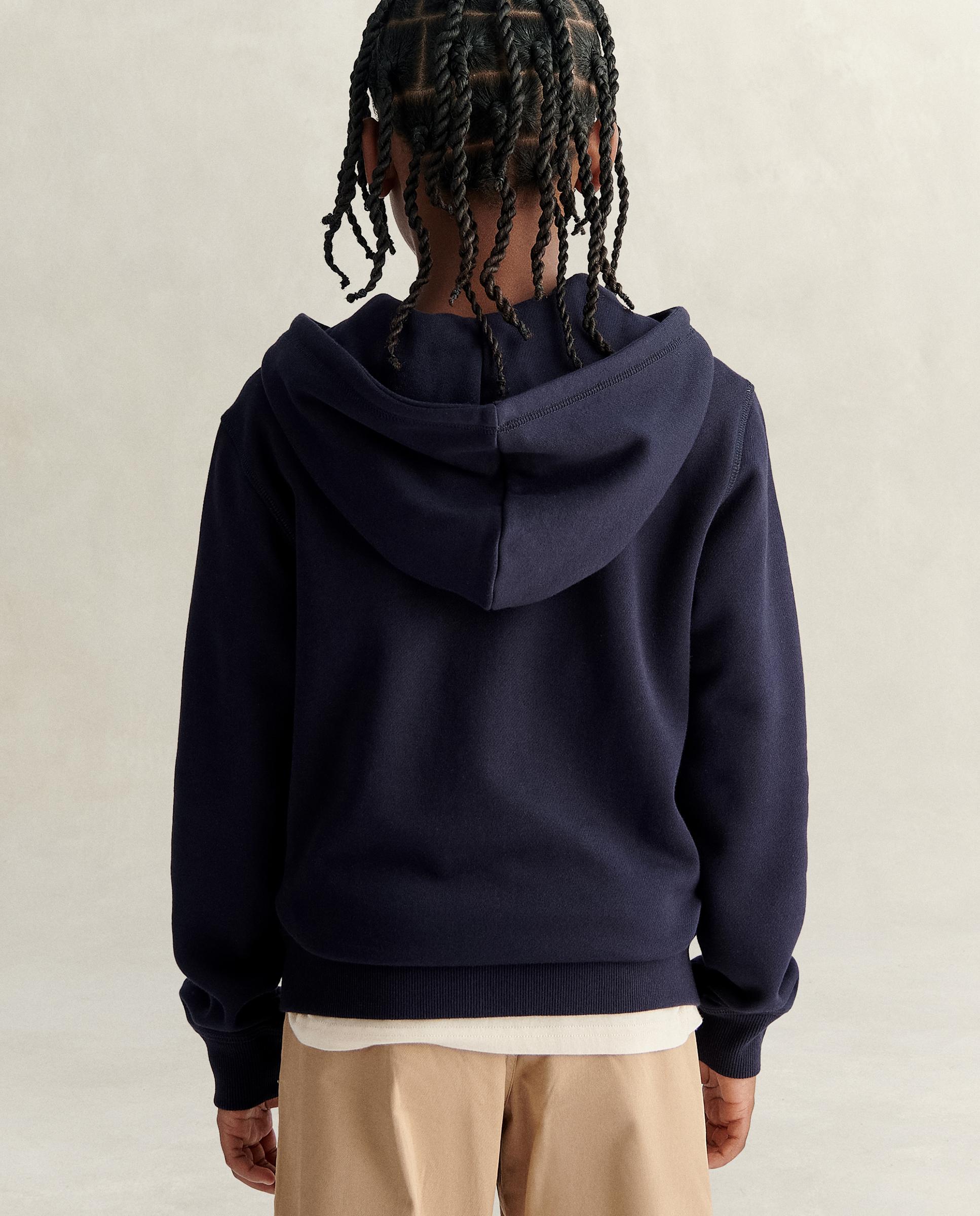 Sweatshirt Infantil com Capuz e Fecho Zip Azul-escuro-2