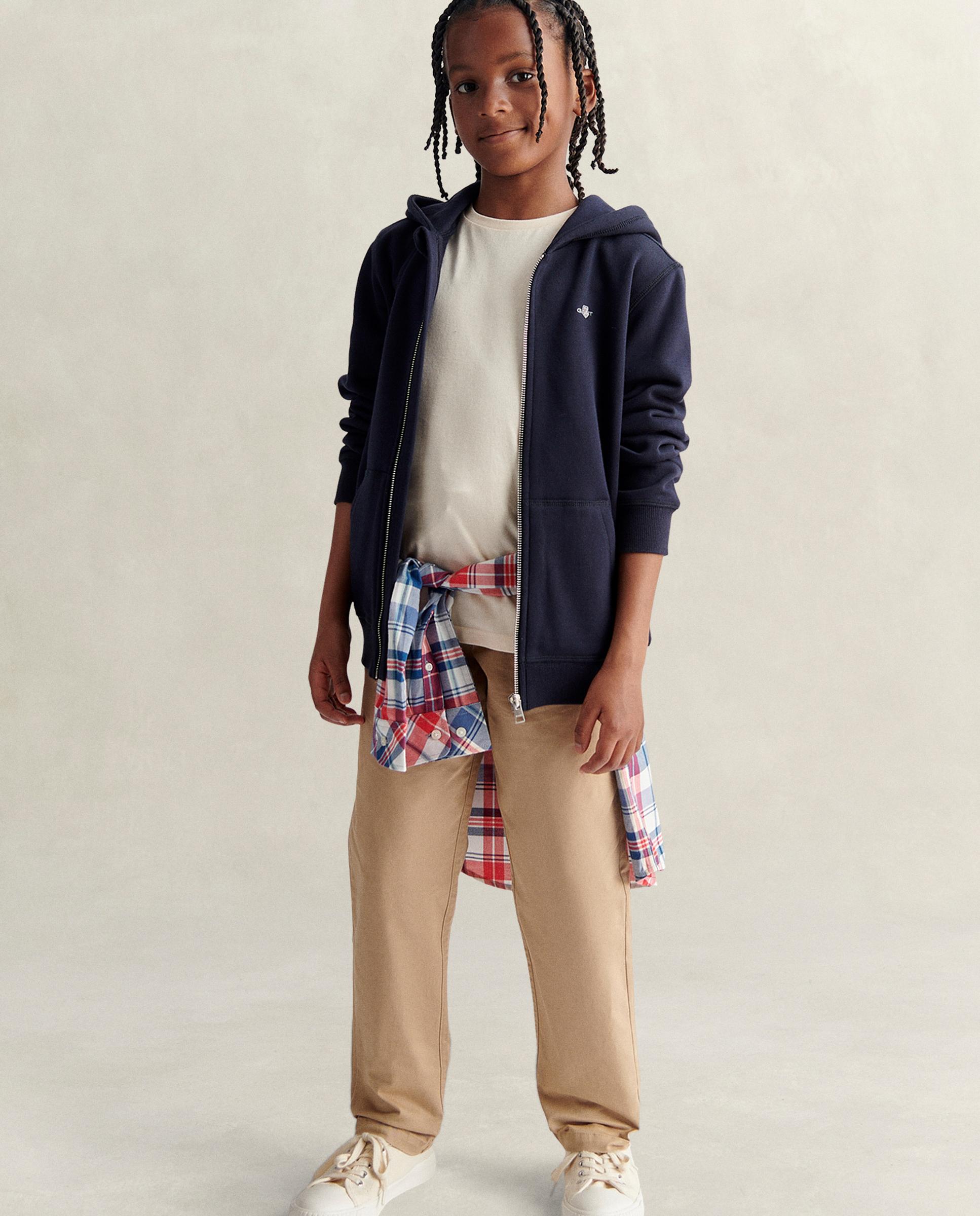 Sweatshirt Infantil com Capuz e Fecho Zip Azul-escuro-4