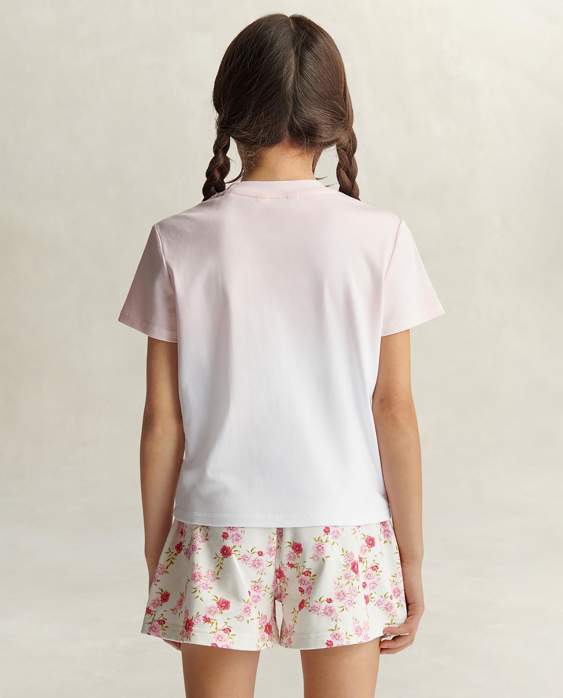 T-shirt Infantil de Manga Curta com Estampado Frontal Gant Rosa-2