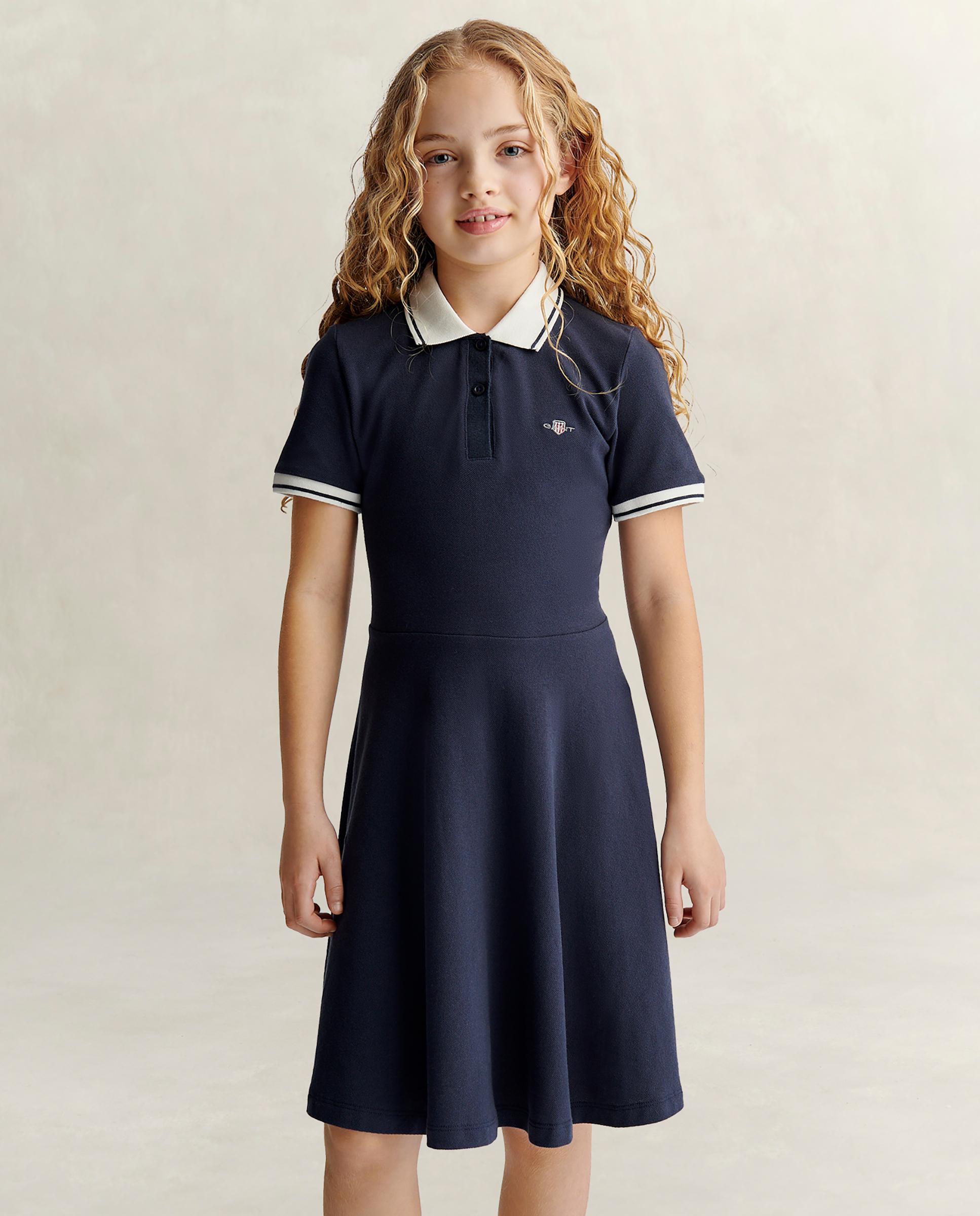 Imagem 0 de Vestido com Gola Polo e Gola em Contraste