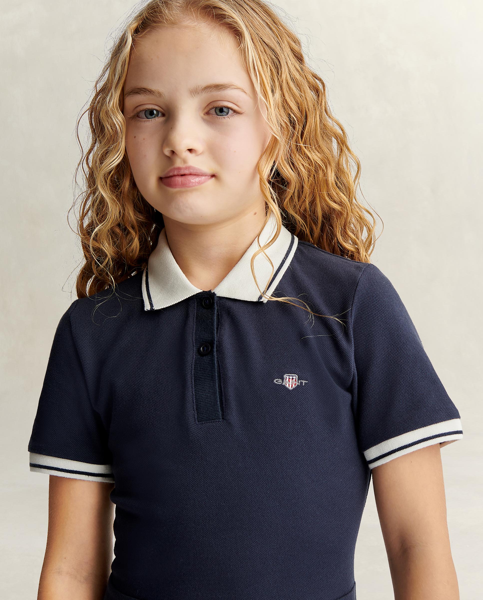 Vestido com Gola Polo e Gola em Contraste Gant Azul-marinho-3