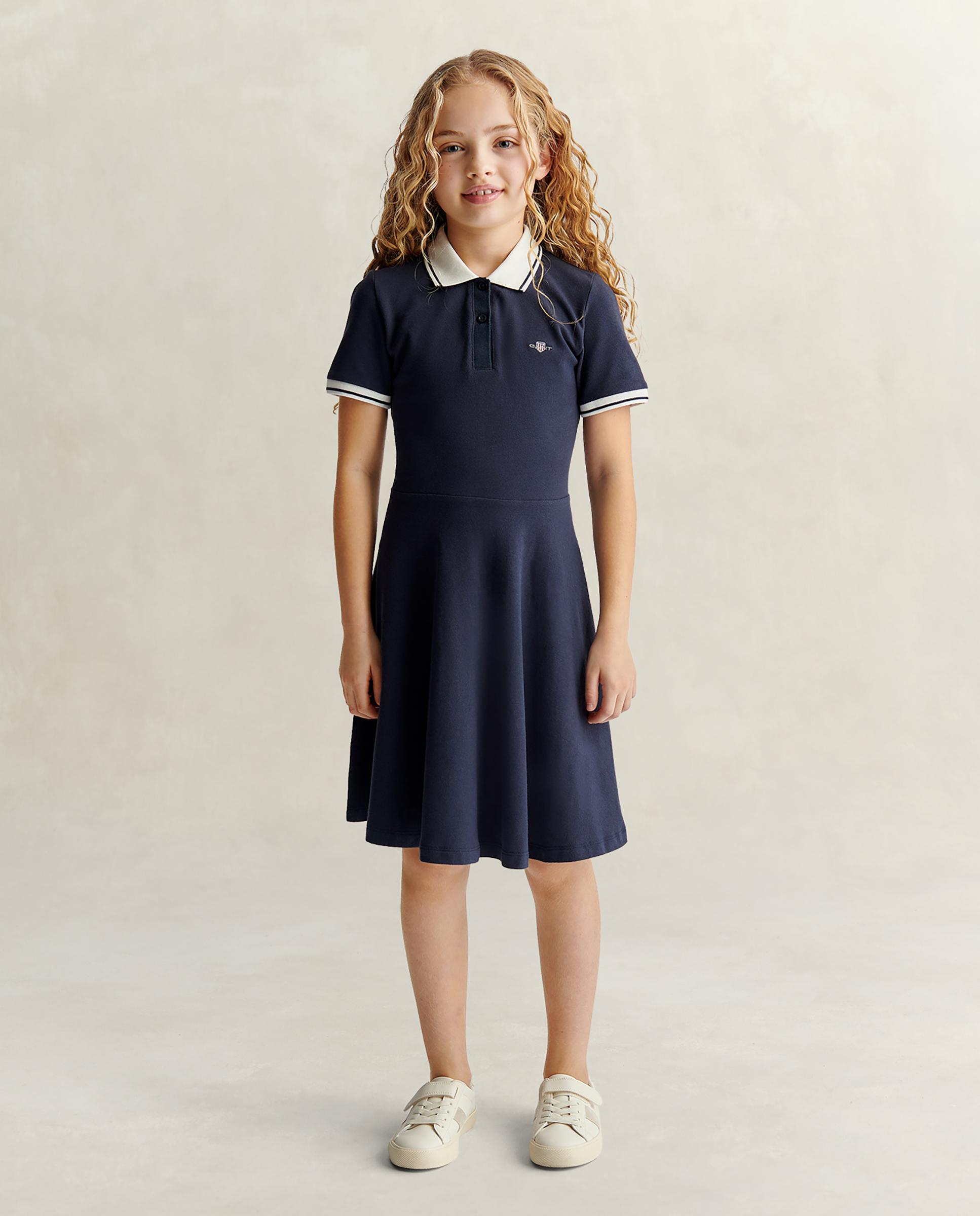 Vestido com Gola Polo e Gola em Contraste Gant Azul-marinho-4