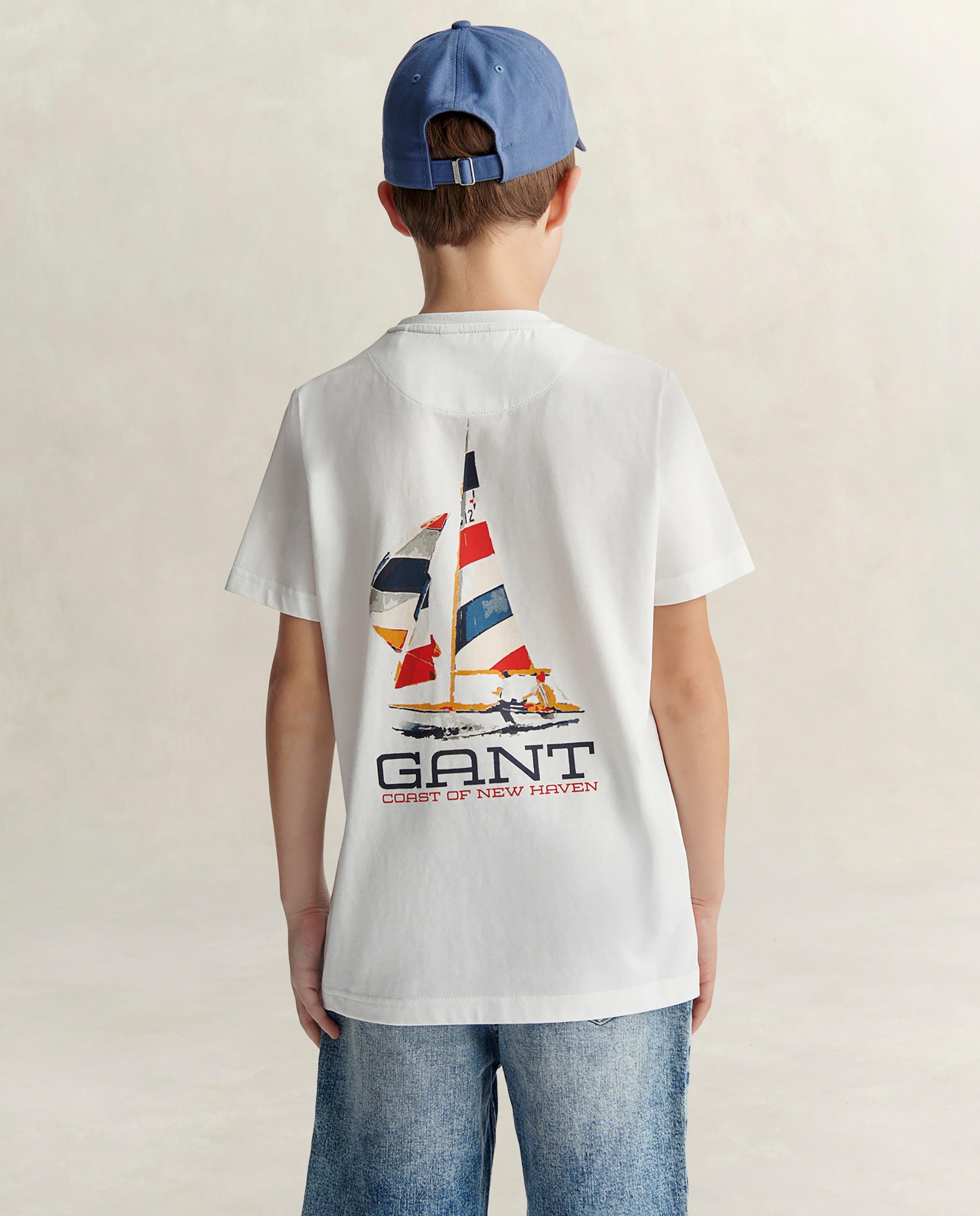 T-shirt Infantil de Manga Curta de Algodão Branco-2