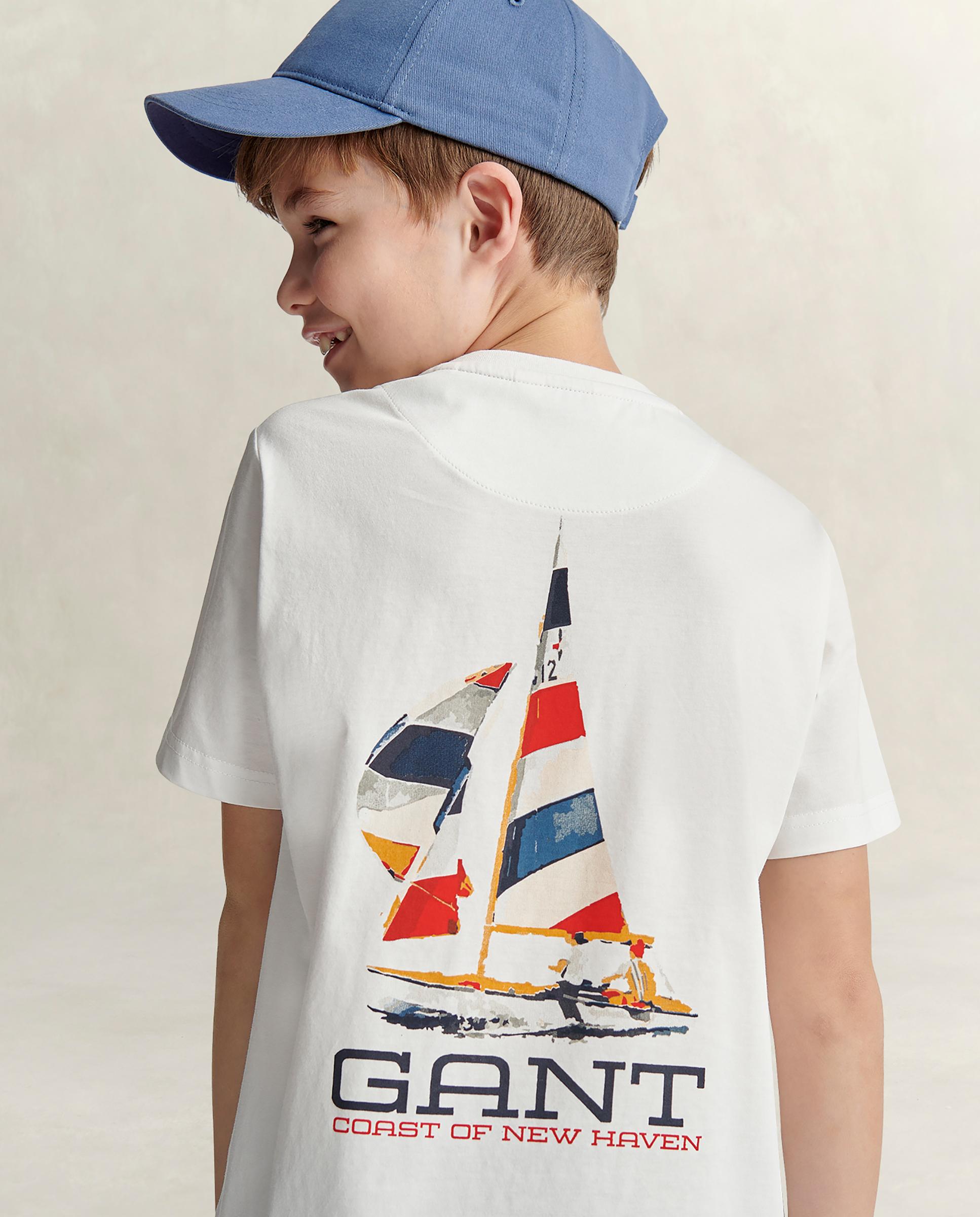 T-shirt Infantil de Manga Curta de Algodão Branco-3