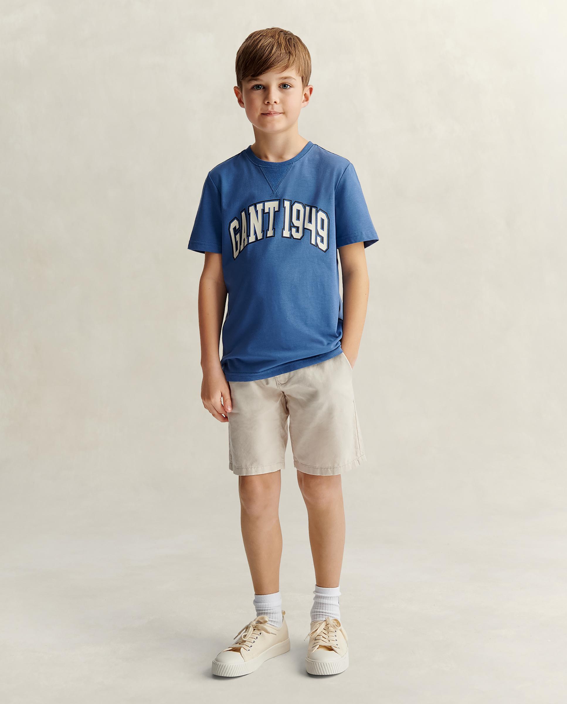 T-shirt Infantil de Manga Curta de Algodão Gant Azul-4