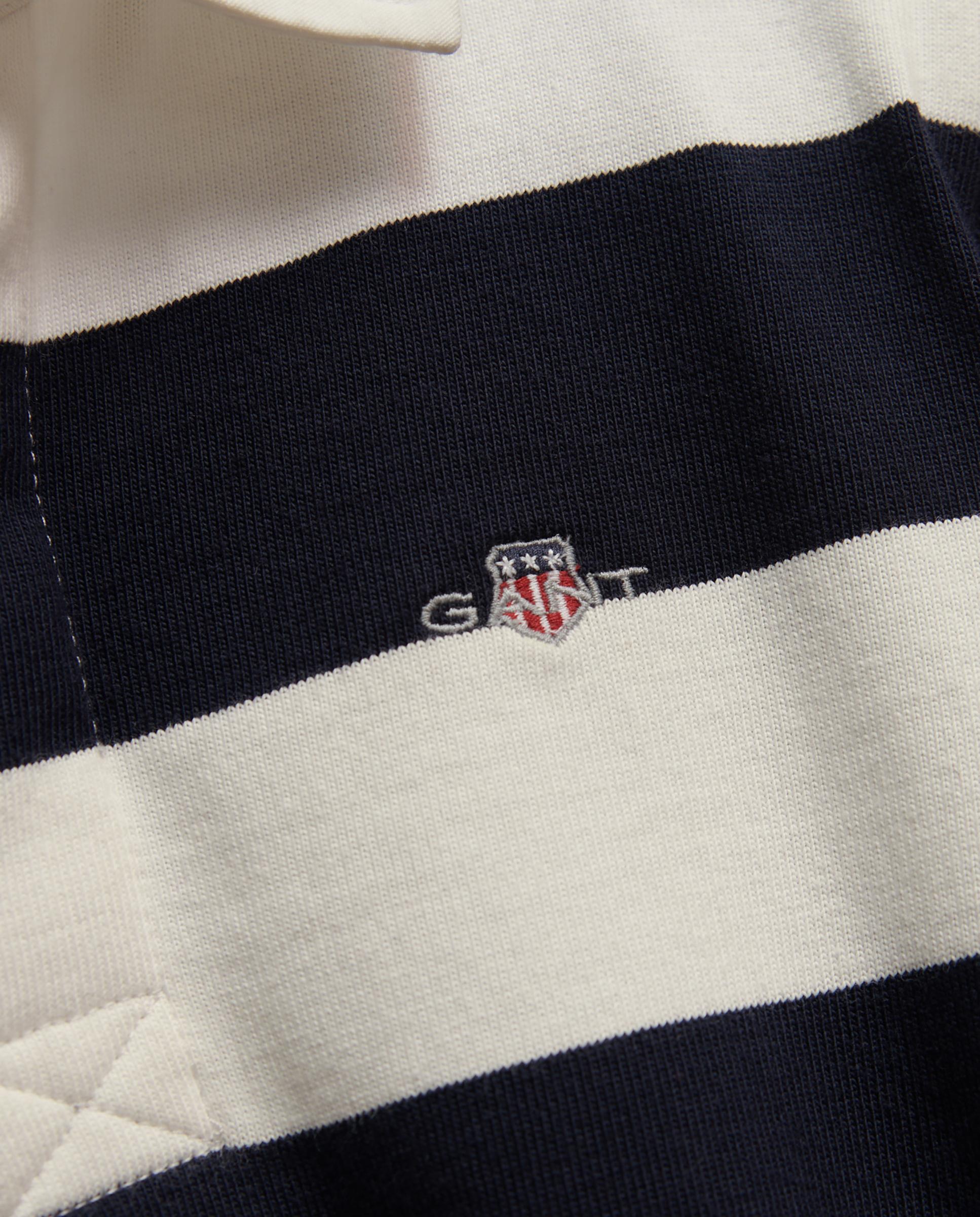 Polo Infantil Às Riscas de Manga Comprida Gant Azul / Branco-2