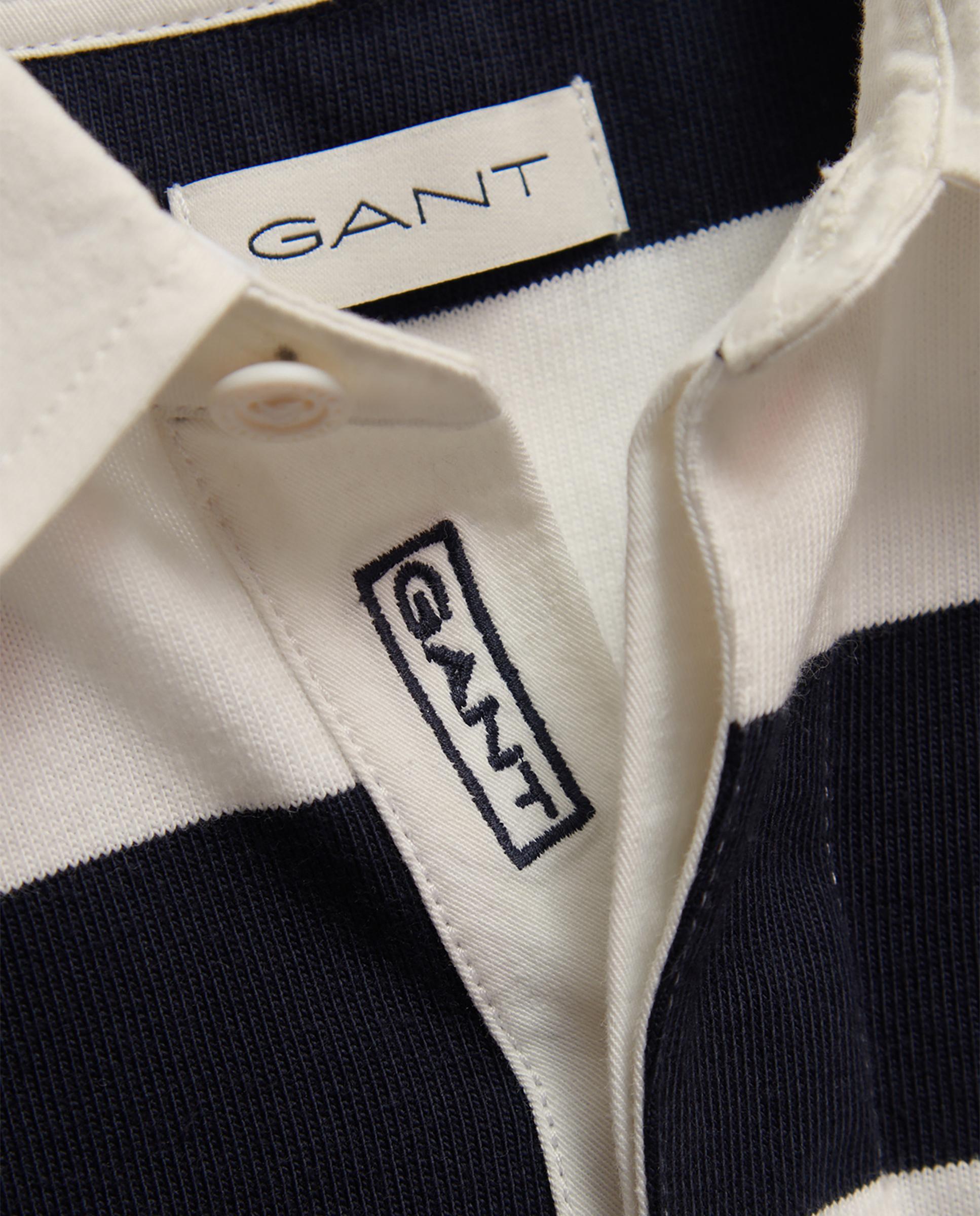 Polo Infantil Às Riscas de Manga Comprida Gant Azul / Branco-3