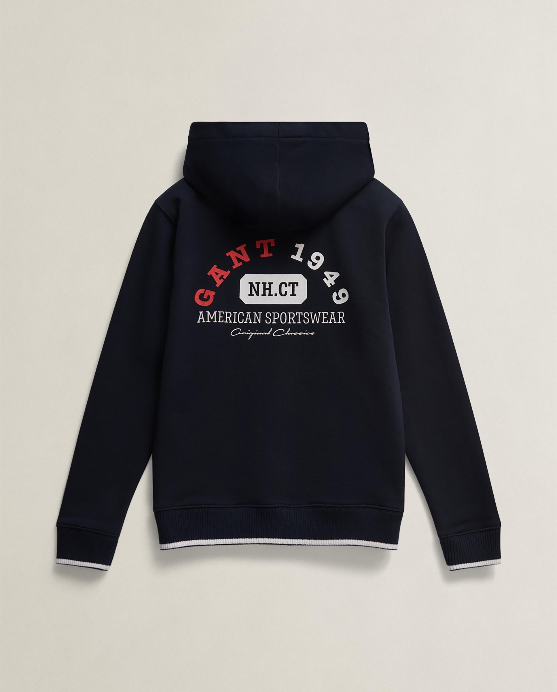 Sweatshirt com Capuz Infantil com Fecho Zip Frontal Gant Azul-marinho-2