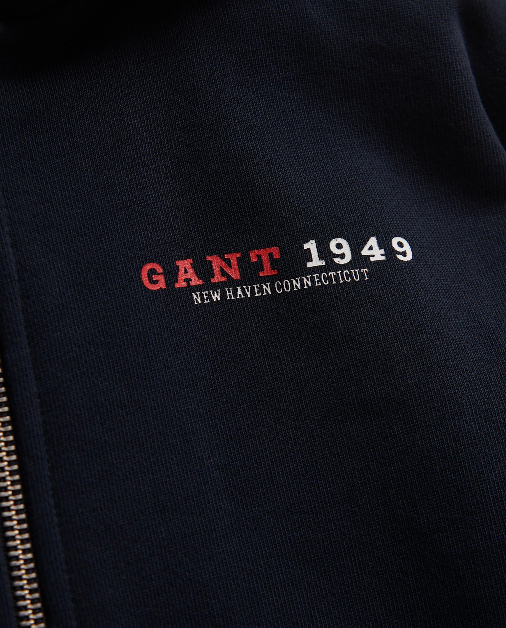 Sweatshirt com Capuz Infantil com Fecho Zip Frontal Gant Azul-marinho-3