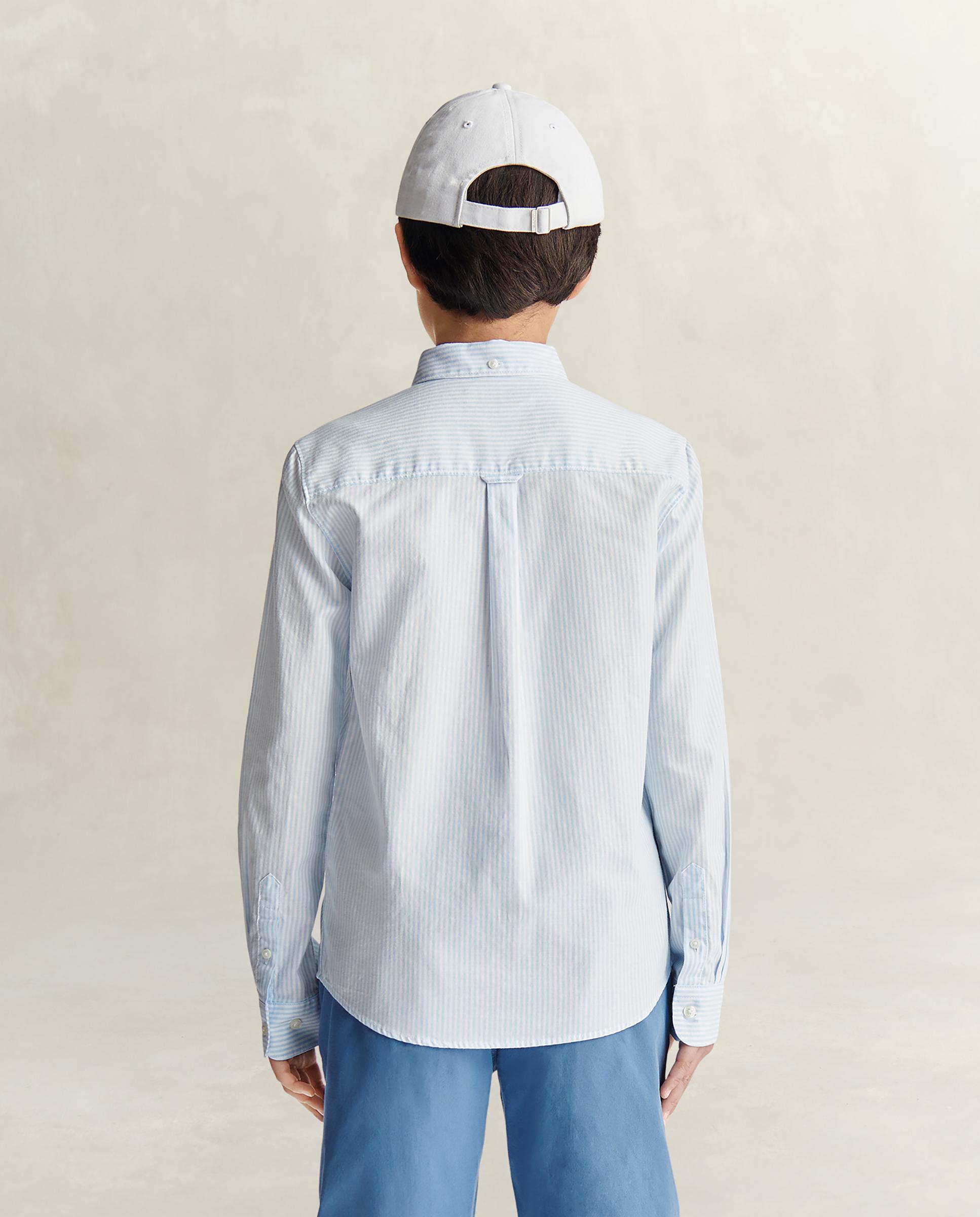 Camisa Infantil Oxford Às Riscas Gant Azul-claro-2