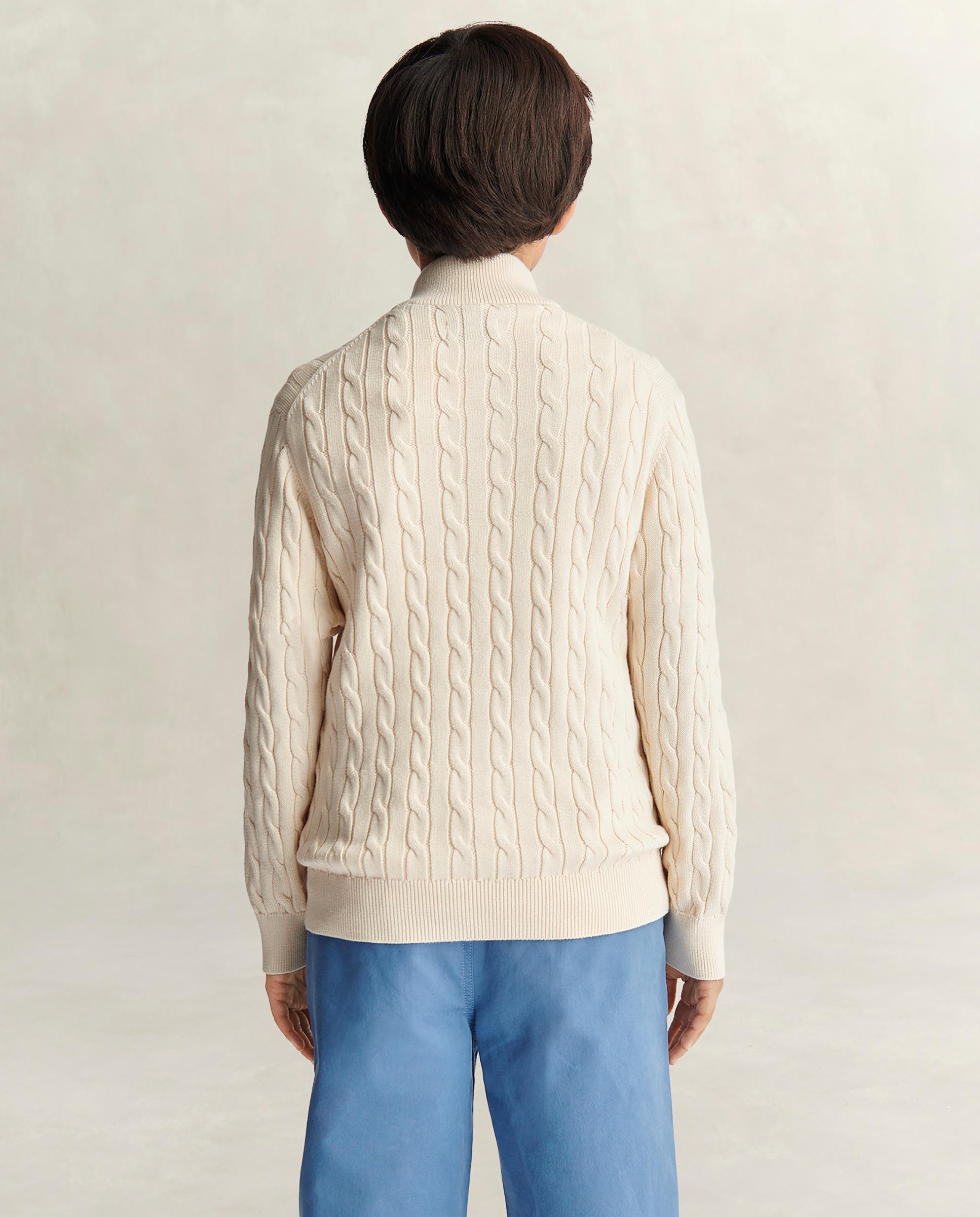 Camisola Infantil de Gola Alta com Fecho Zip Gant Creme-2