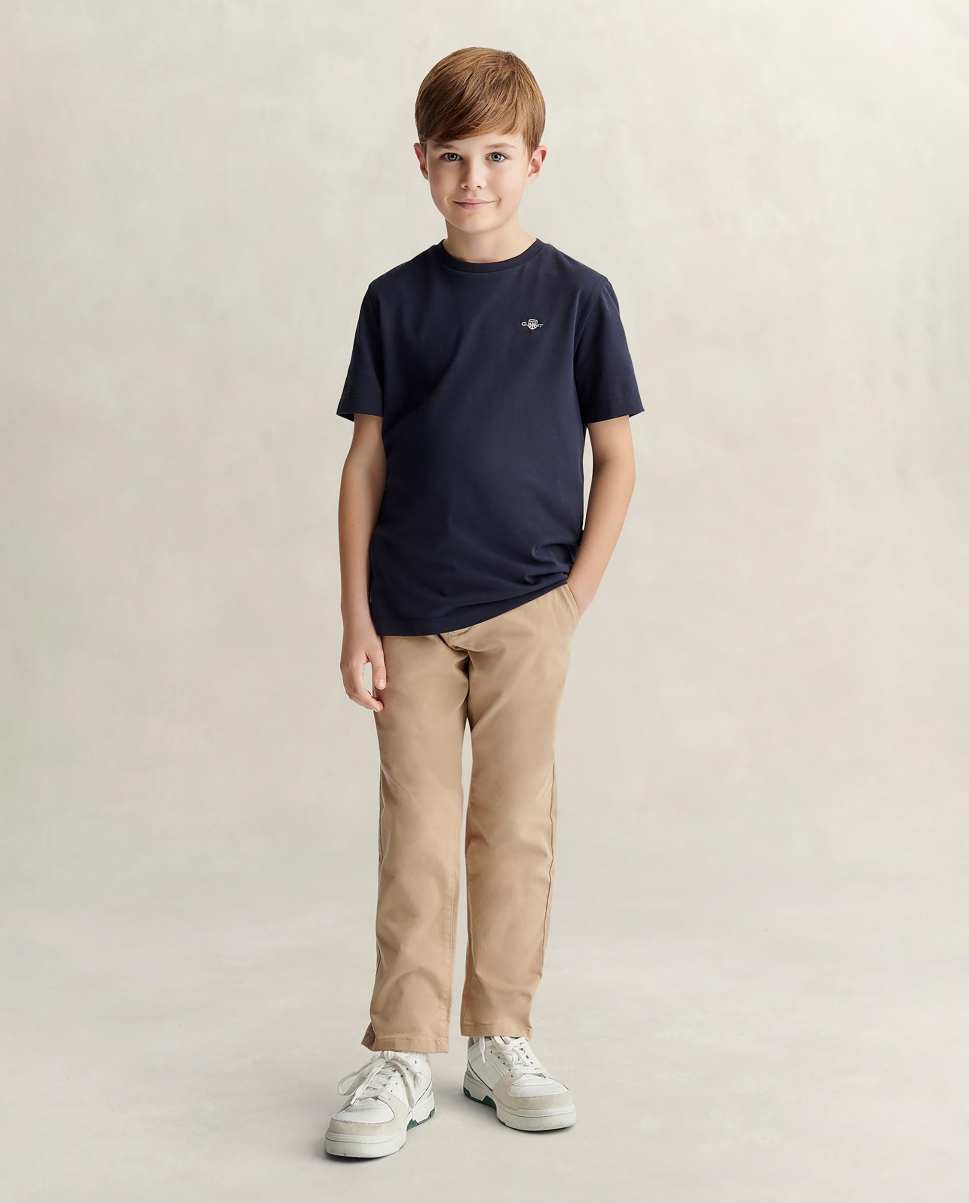 Calças Chino Infantil com Design Clássico e Corte Ajustado Bege-4