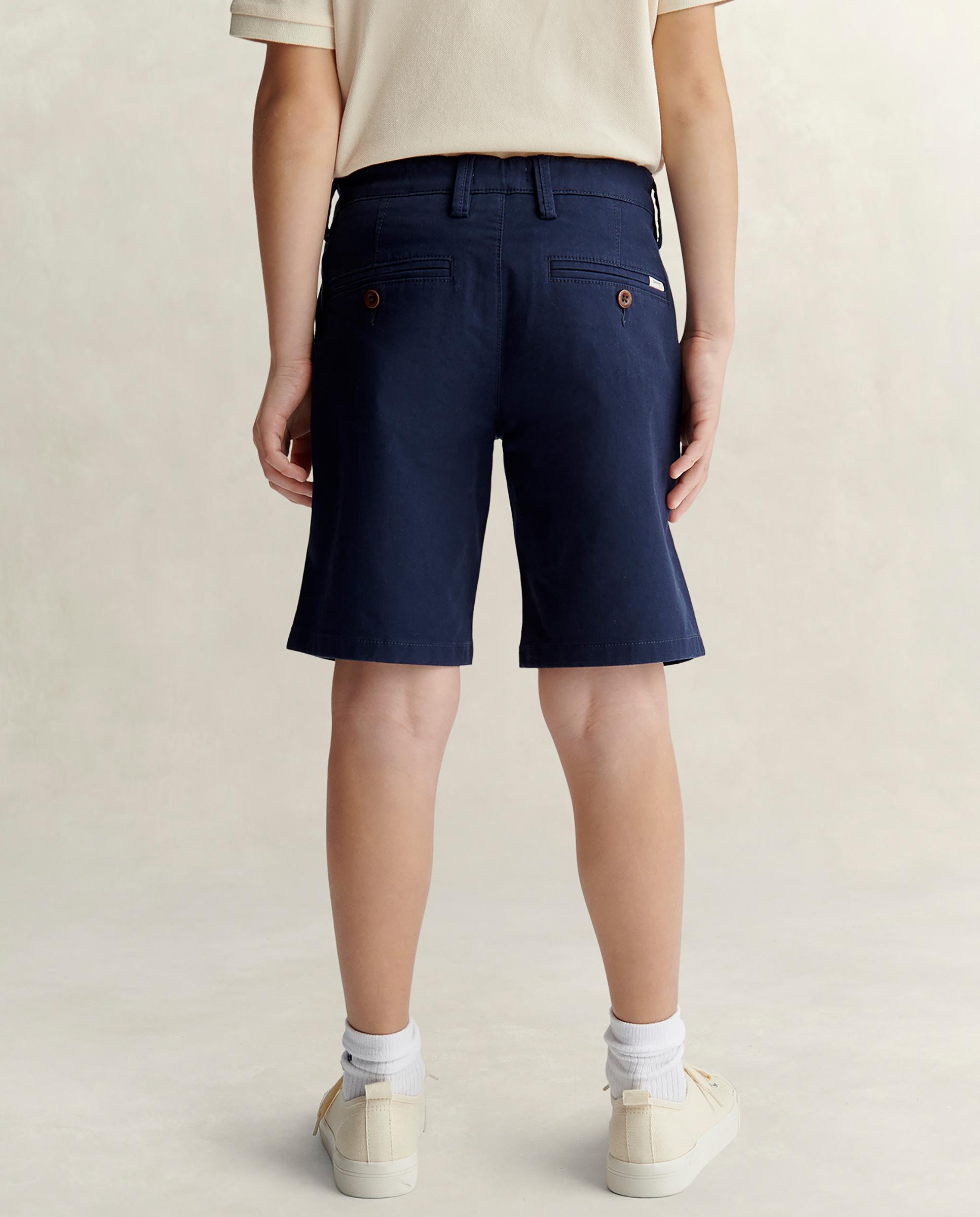 Calções Infantil Tipo Calças Chino com Design Clássico Azul-marinho-2