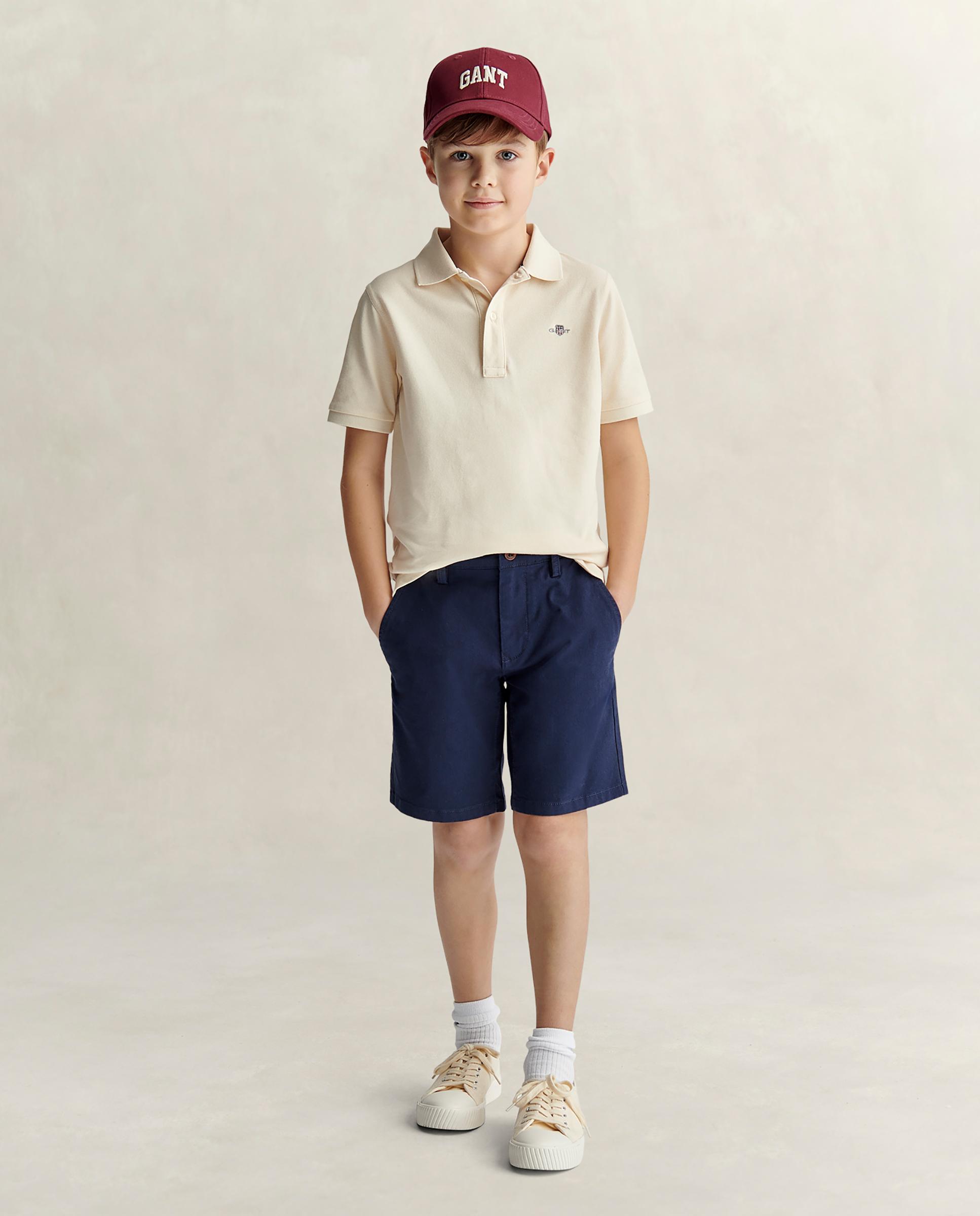 Calções Infantil Tipo Calças Chino com Design Clássico Azul-marinho-4